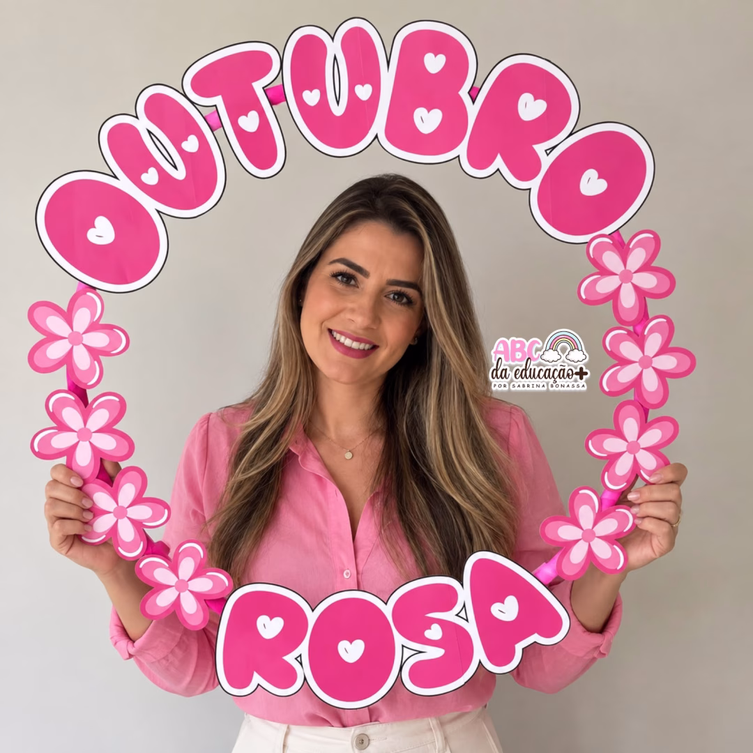 Moldura de Fotos Outubro Rosa para Bambolê