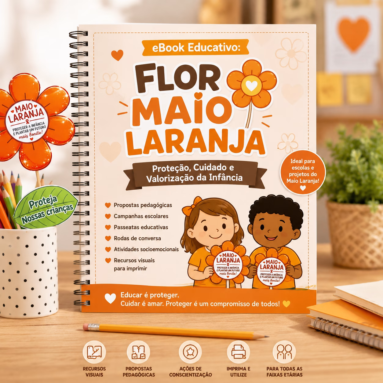 Flor lembrancinha Maio Laranja - Imagem 2