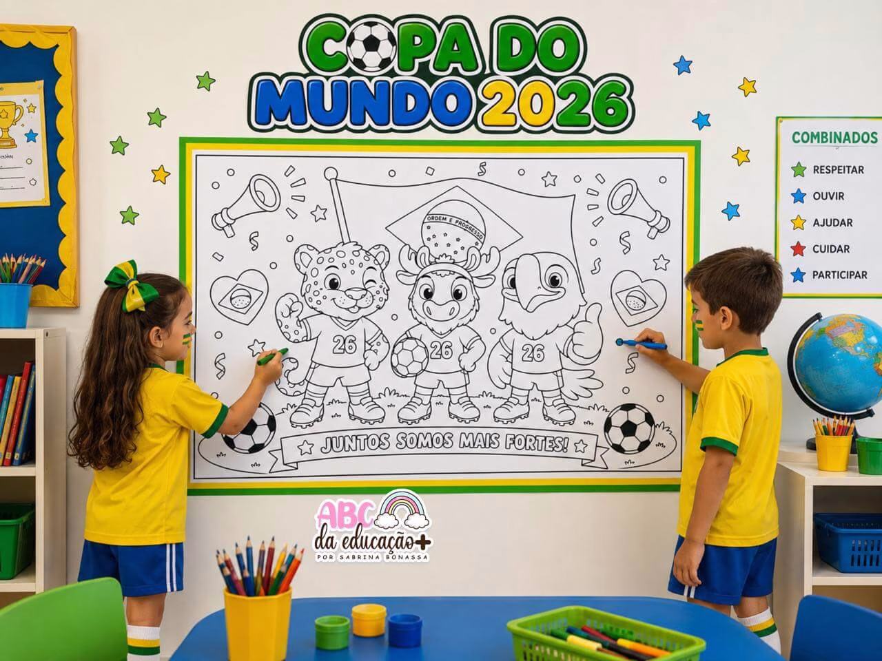 Painel Coletivo para Colorir Mascotes da Copa - Imagem 5