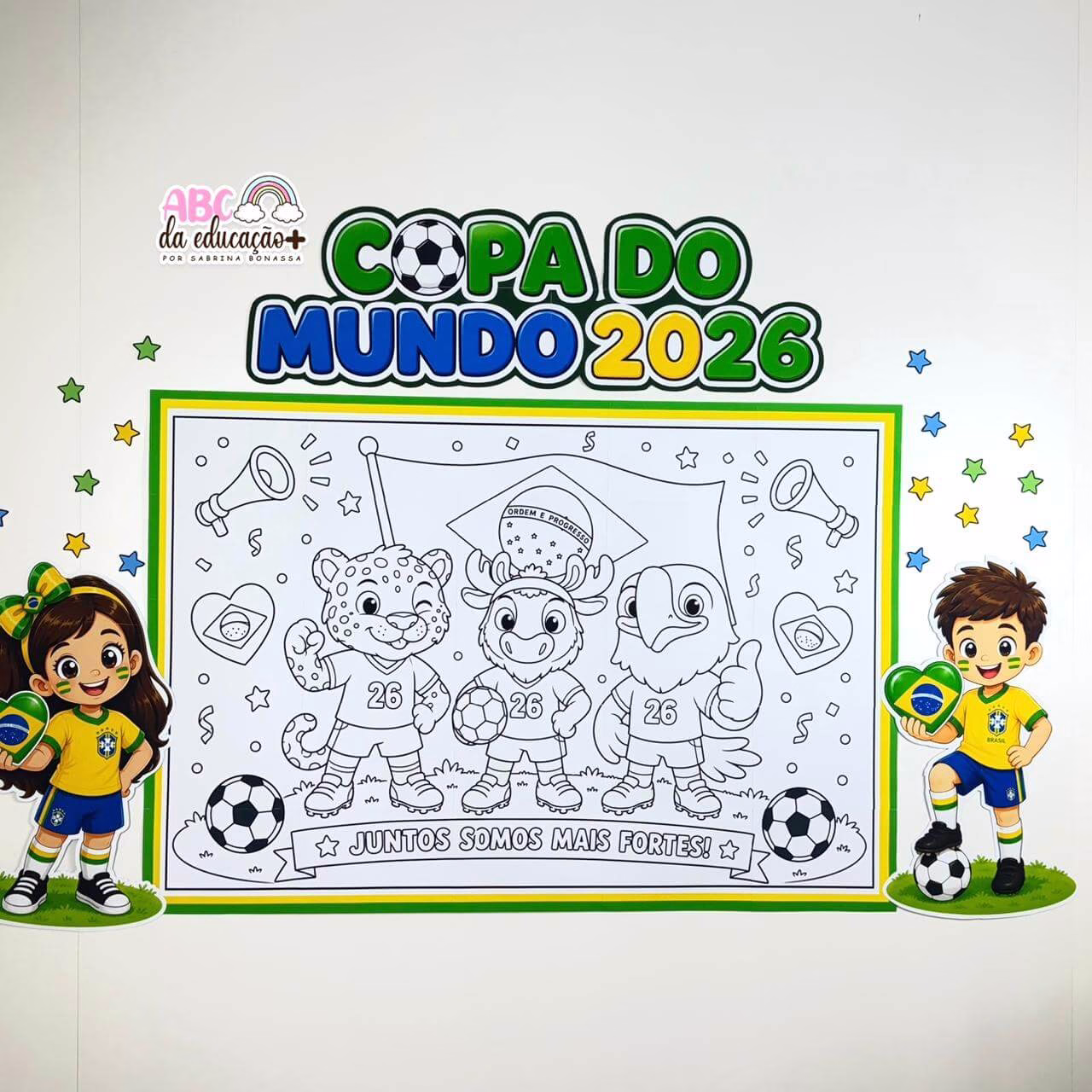 Painel Coletivo para Colorir Mascotes da Copa - Imagem 3