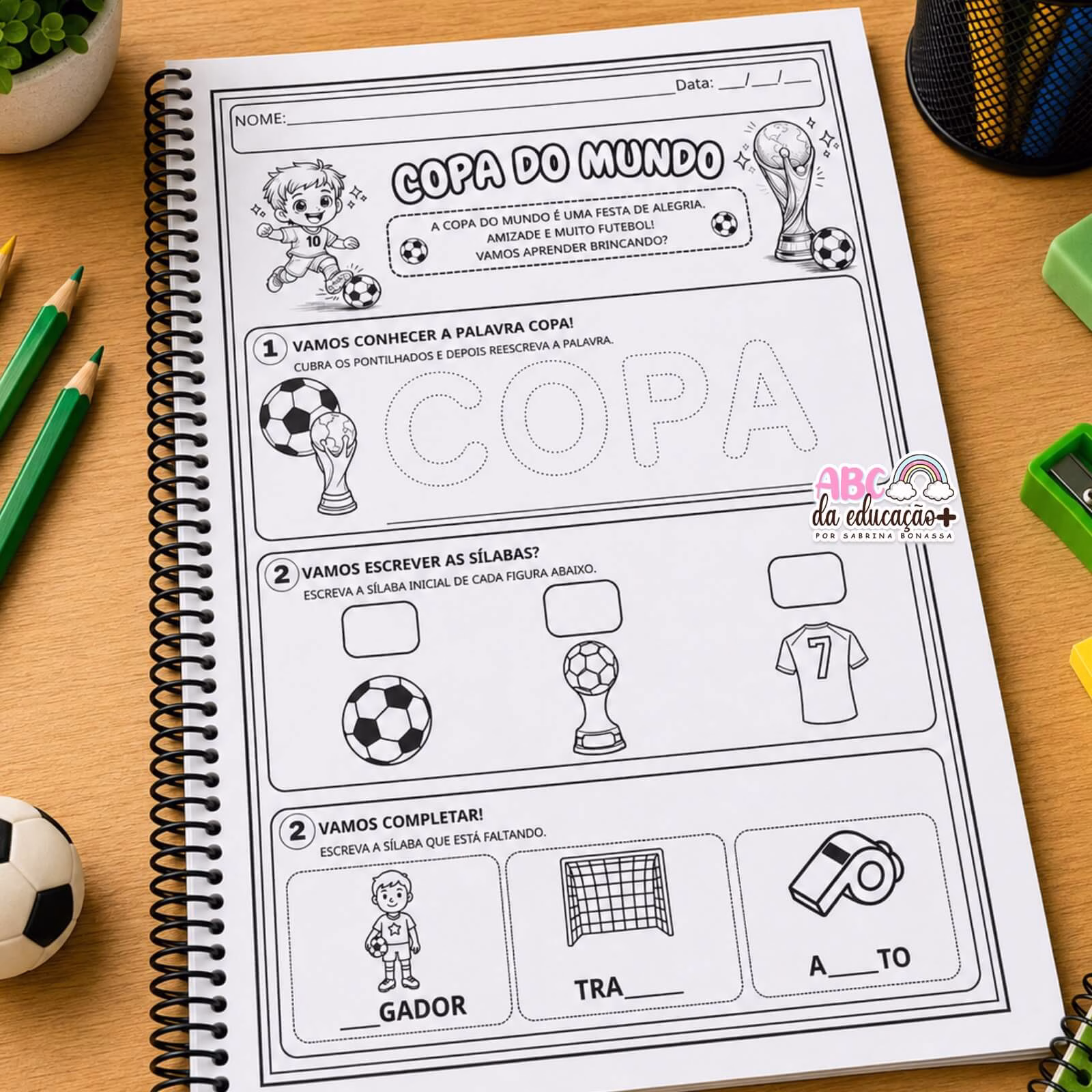 Apostila Alfabetização Copa do Mundo 2026 Português e Matemática - Imagem 3