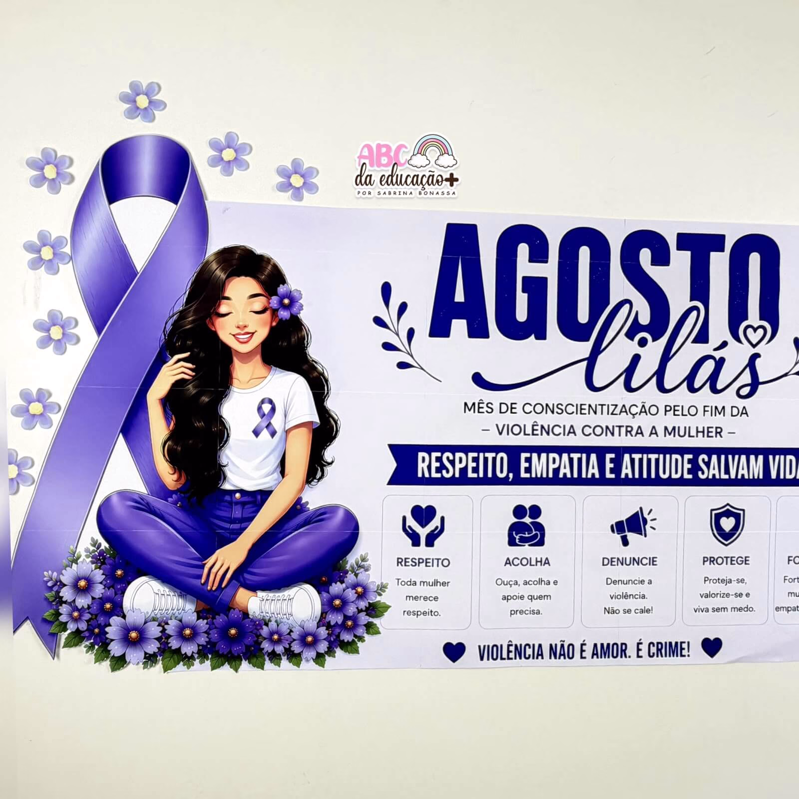 Painel Banner Agosto Lilás + Cartão Informativo R$ 10,00 - Imagem 8