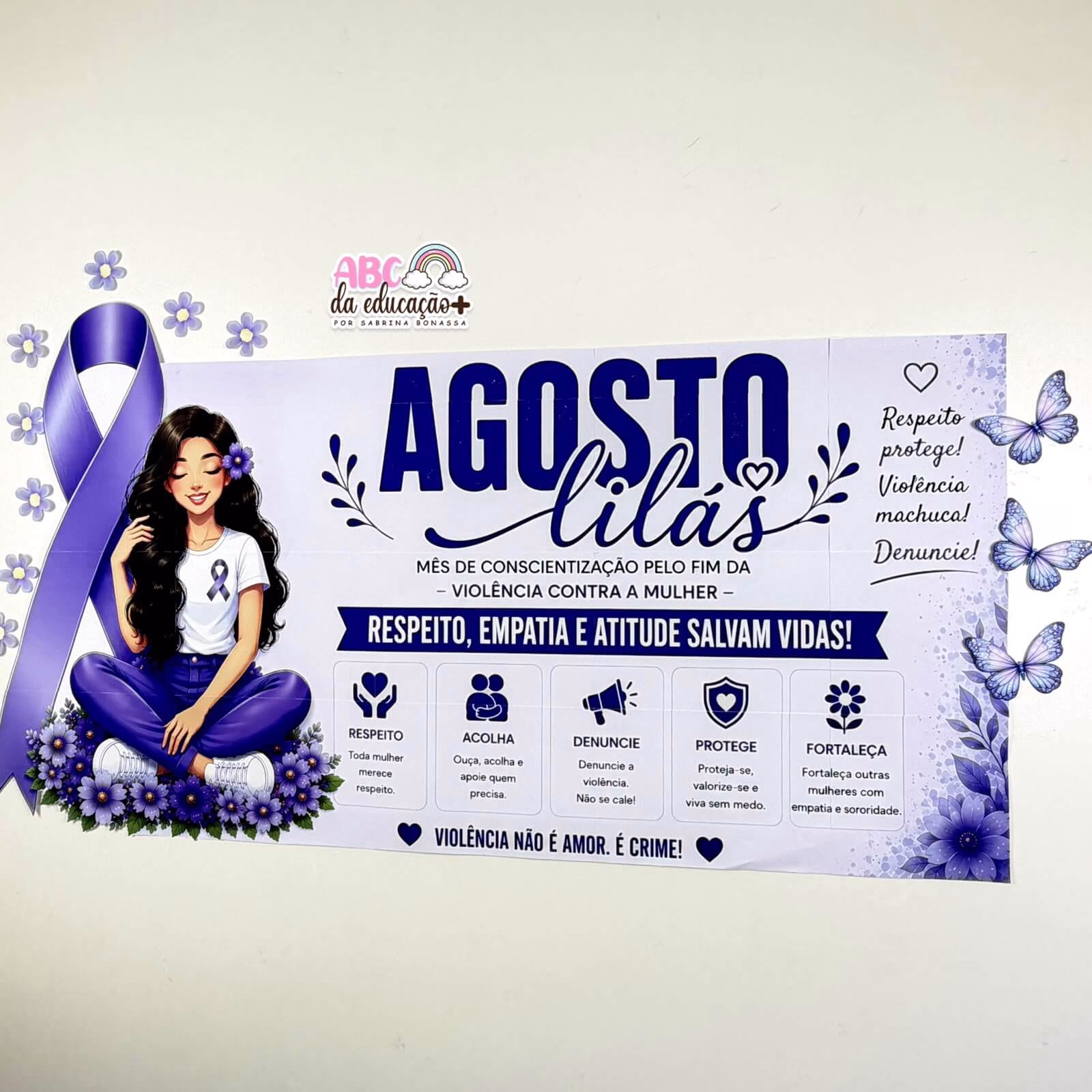 Painel Banner Agosto Lilás + Cartão Informativo R$ 10,00 - Imagem 4