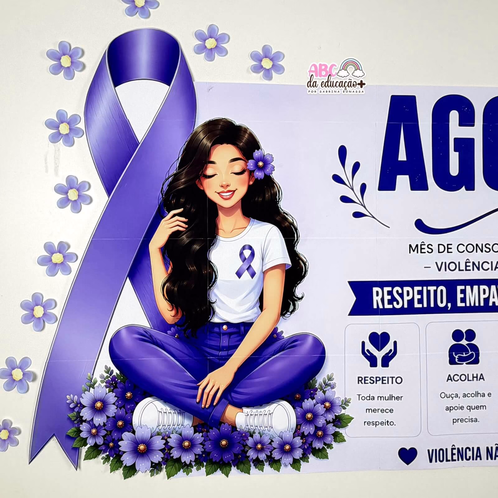 Painel Banner Agosto Lilás + Cartão Informativo R$ 10,00 - Imagem 7