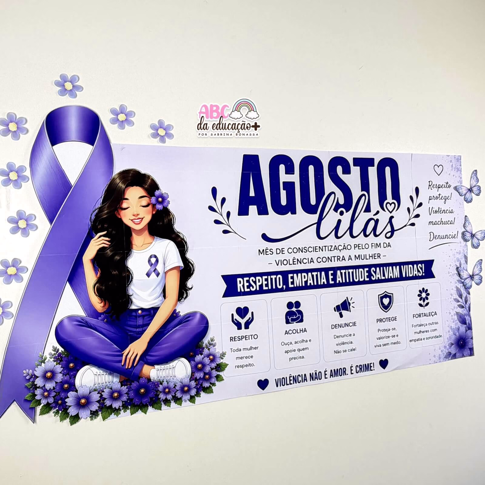 Painel Banner Agosto Lilás + Cartão Informativo R$ 10,00 - Imagem 3