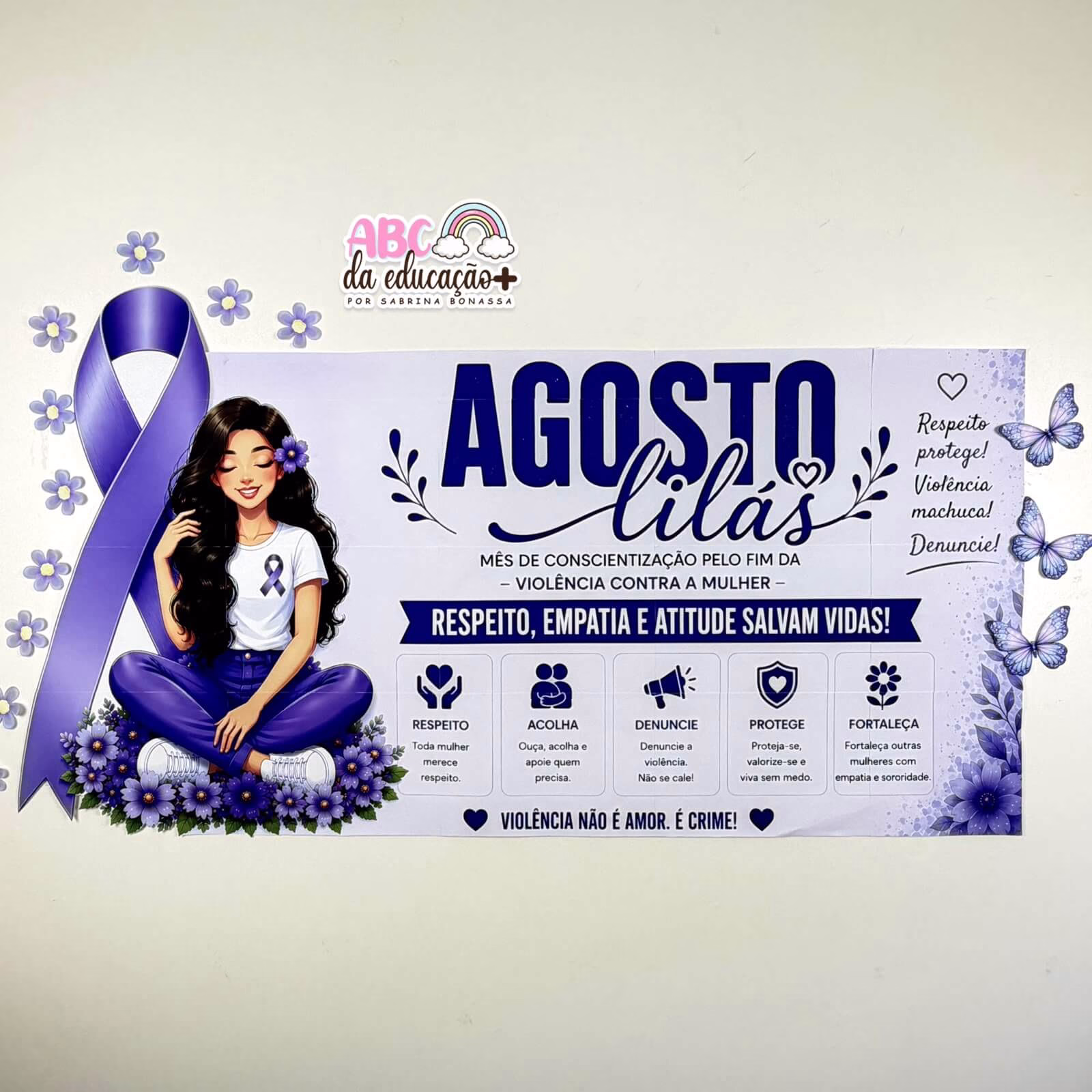 Painel Banner Agosto Lilás + Cartão Informativo R$ 10,00 - Imagem 2