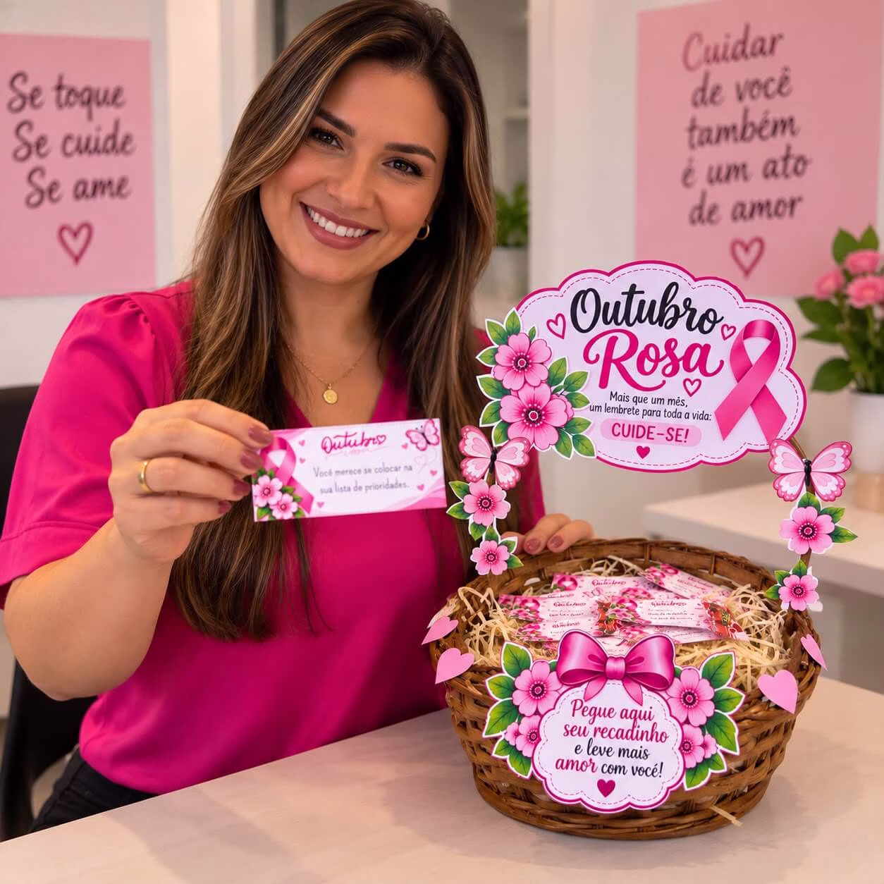 Cesta de Mensagens Outubro Rosa - Imagem 7