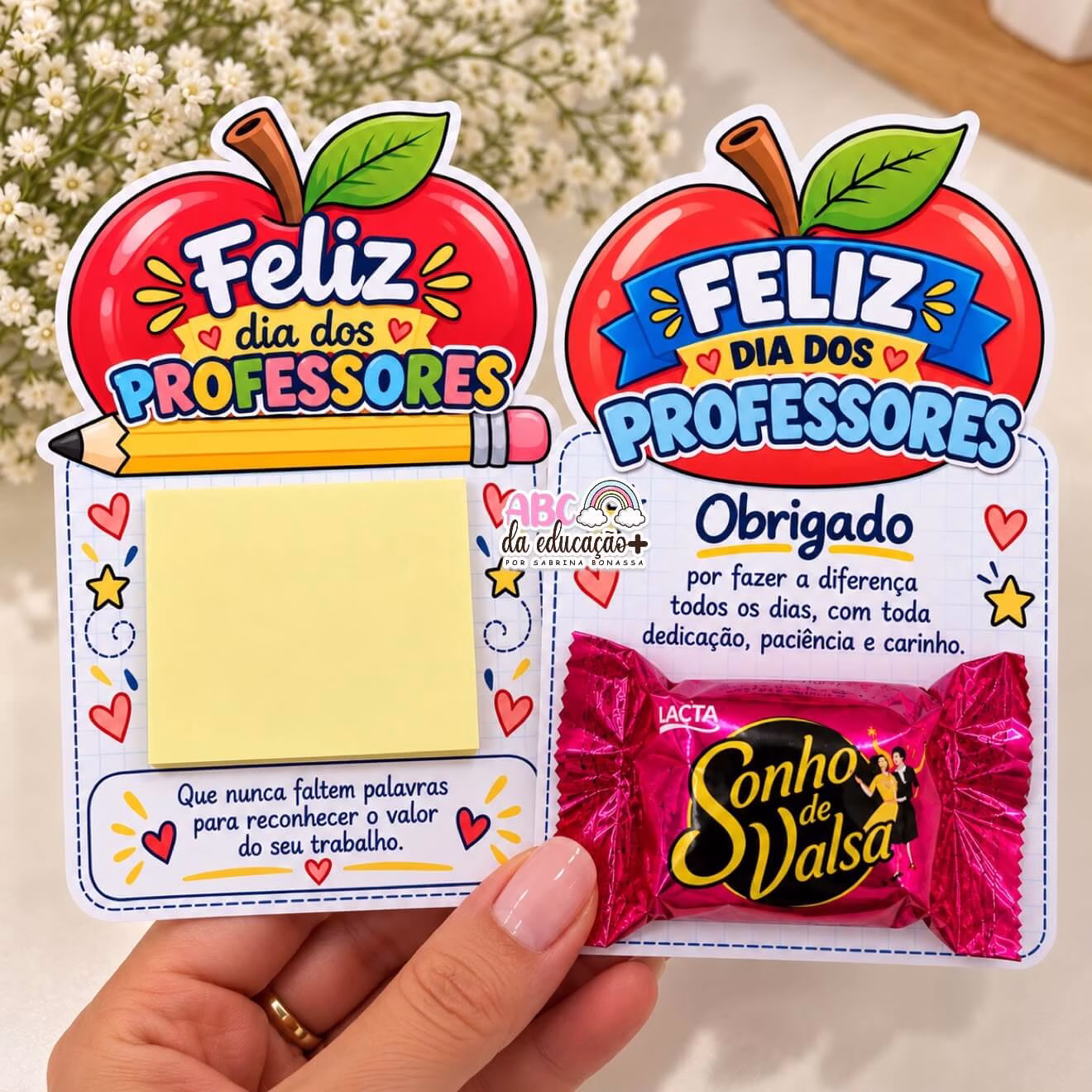 Cartão Maçã Dia dos Professores – Post-it e Bombom - Imagem 2