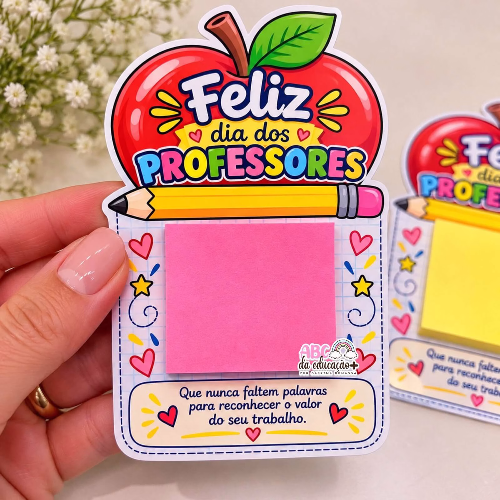 Cartão Maçã Dia dos Professores – Post-it e Bombom - Imagem 4