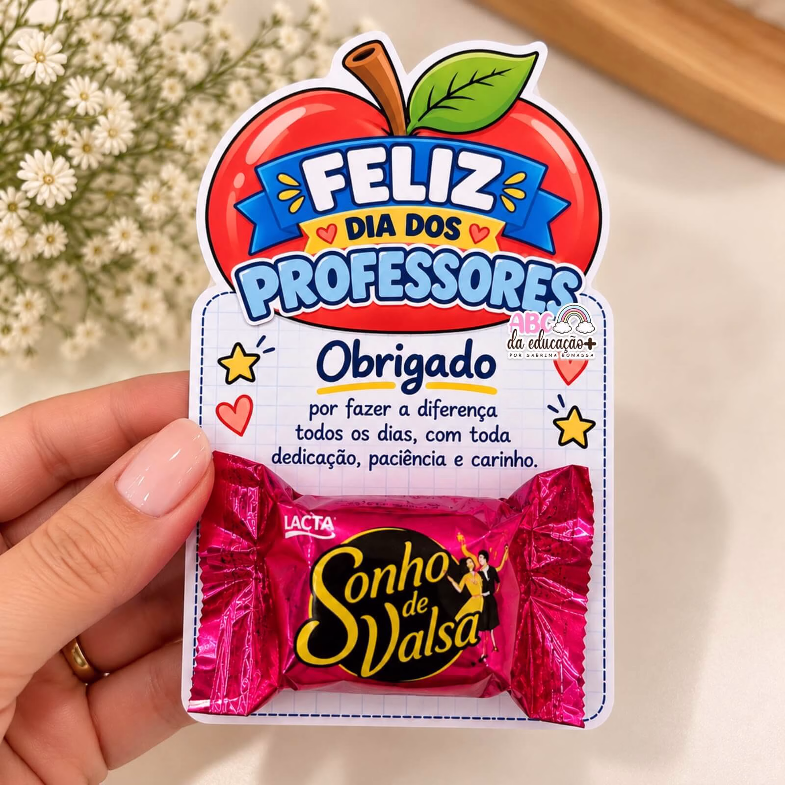 Cartão Maçã Dia dos Professores – Post-it e Bombom - Imagem 5