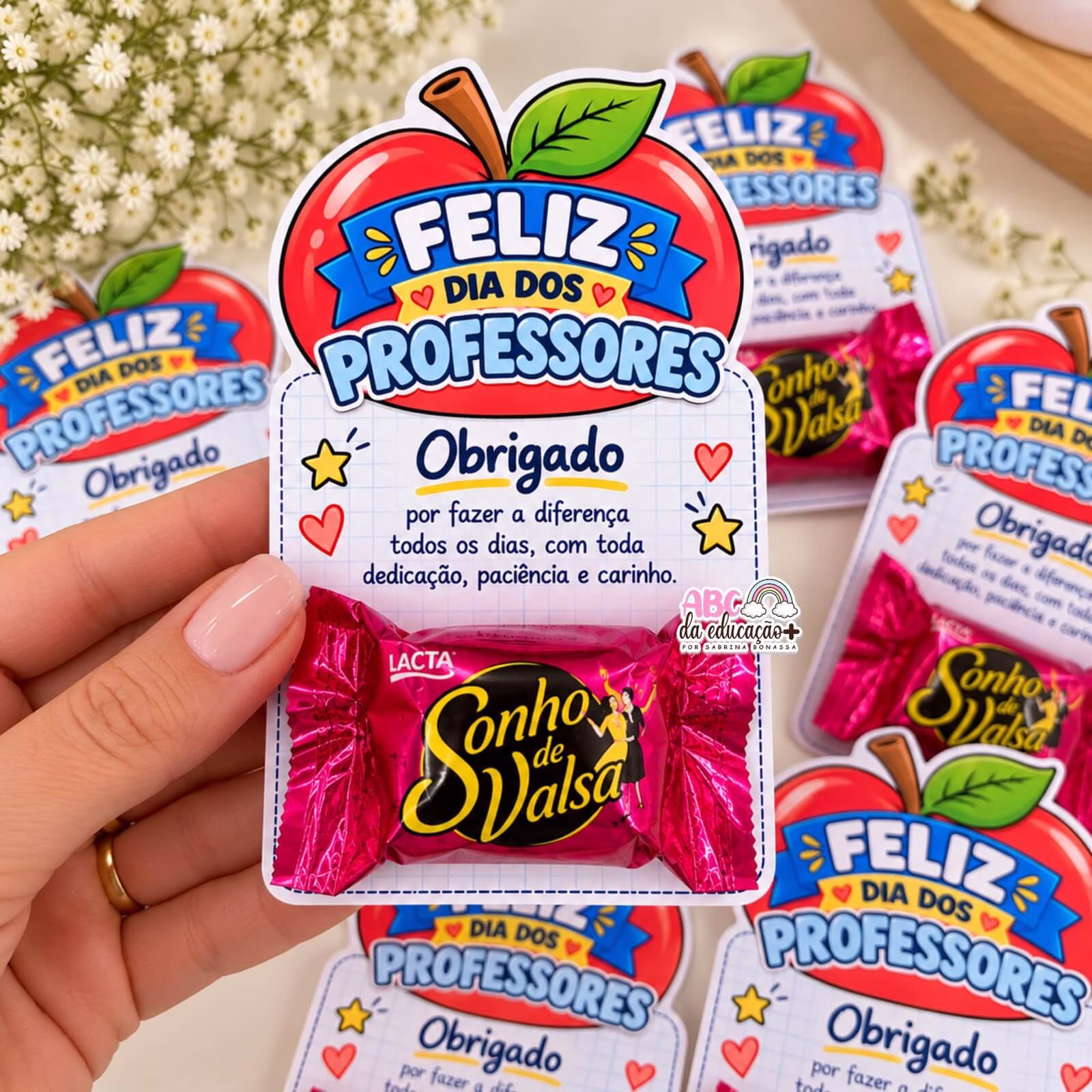 Cartão Maçã Dia dos Professores – Post-it e Bombom - Imagem 7