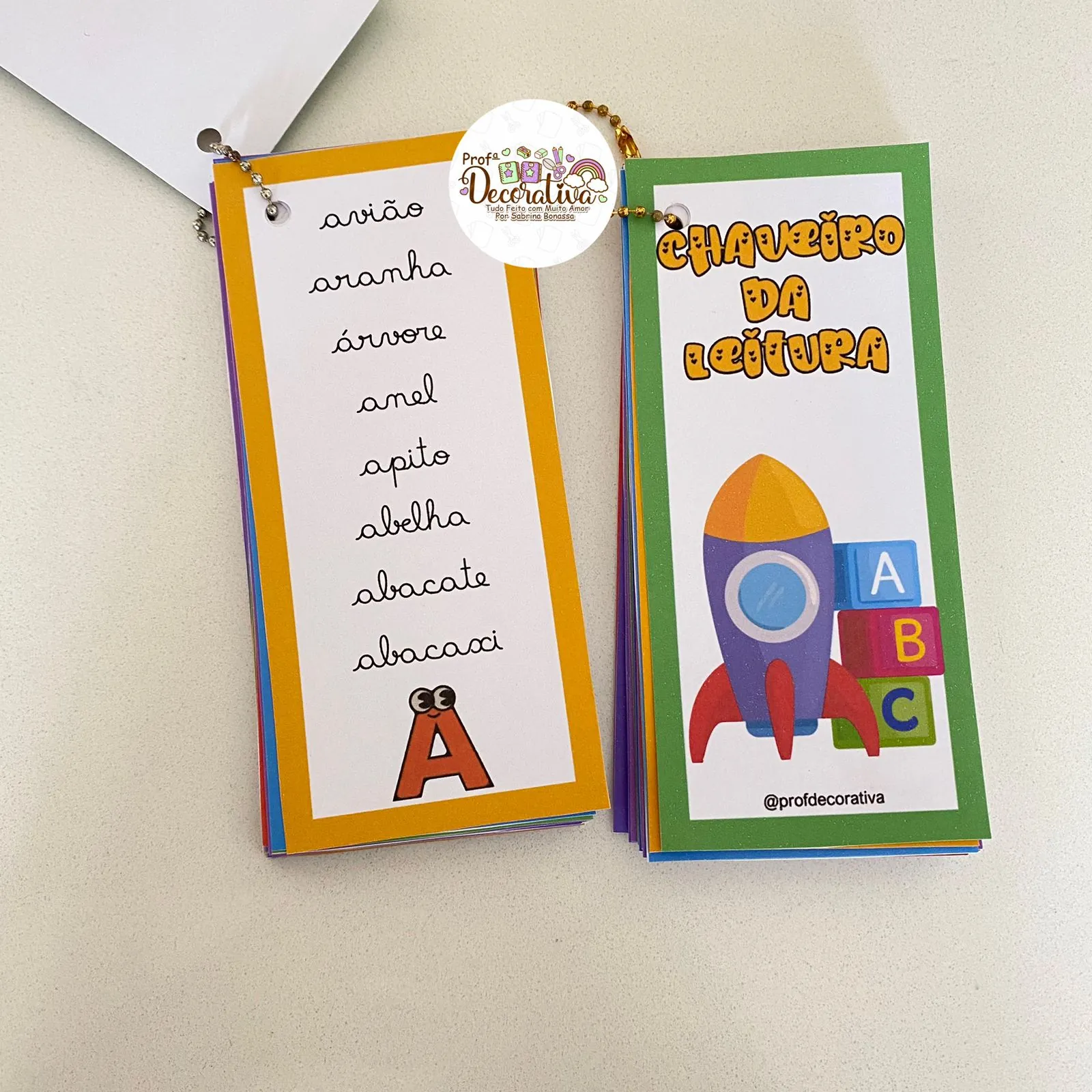Chaveiro da Leitura De A a Z- letra cursiva e bastão - Imagem 4