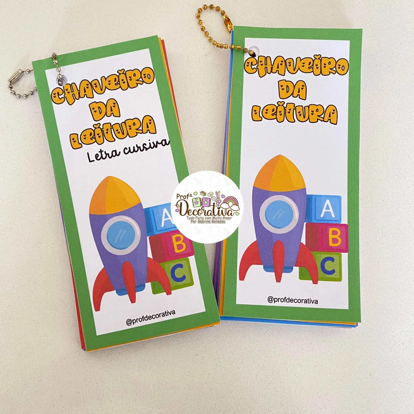 Chaveiro da Leitura De A a Z- letra cursiva e bastão - Imagem 3