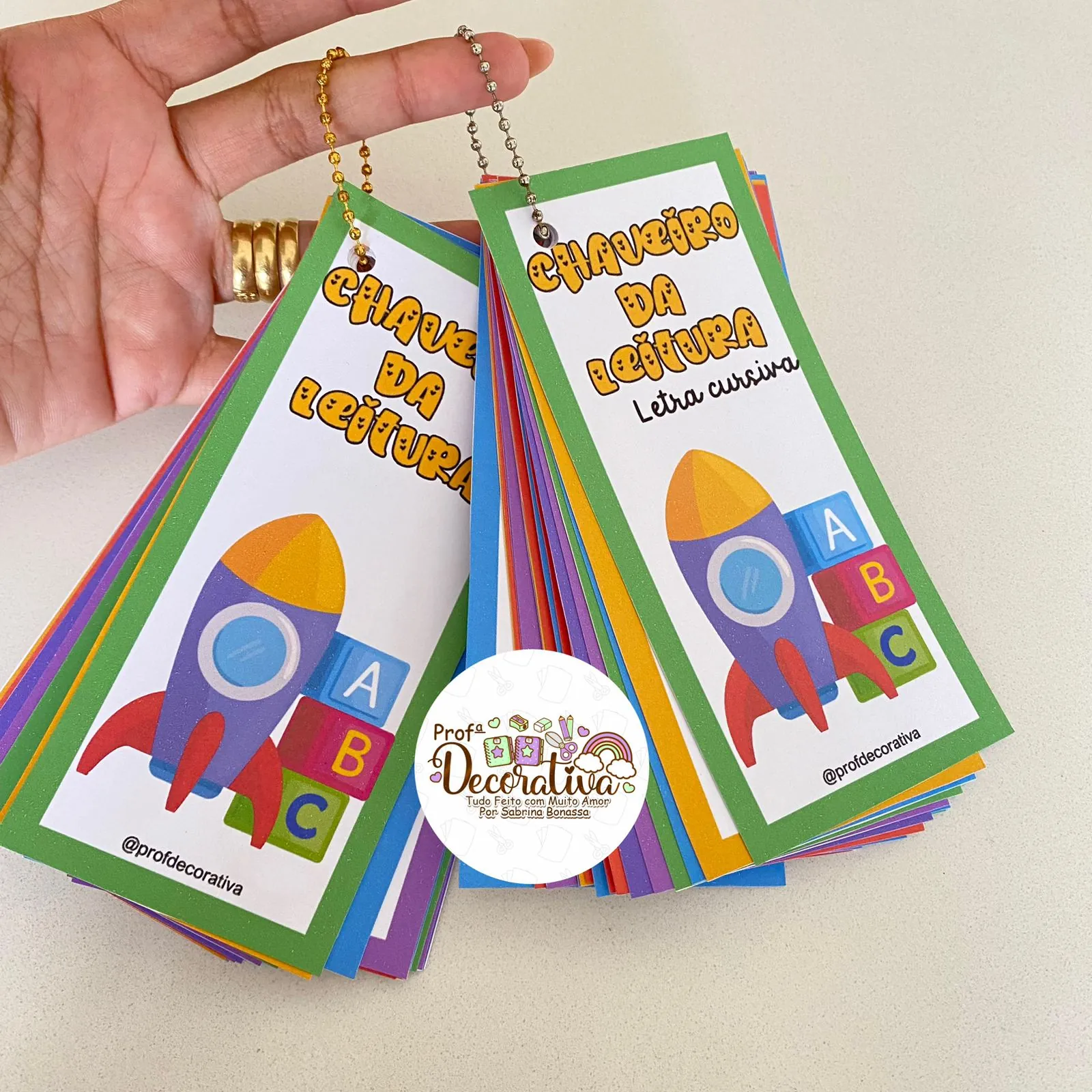 Chaveiro da Leitura De A a Z- letra cursiva e bastão - Imagem 8