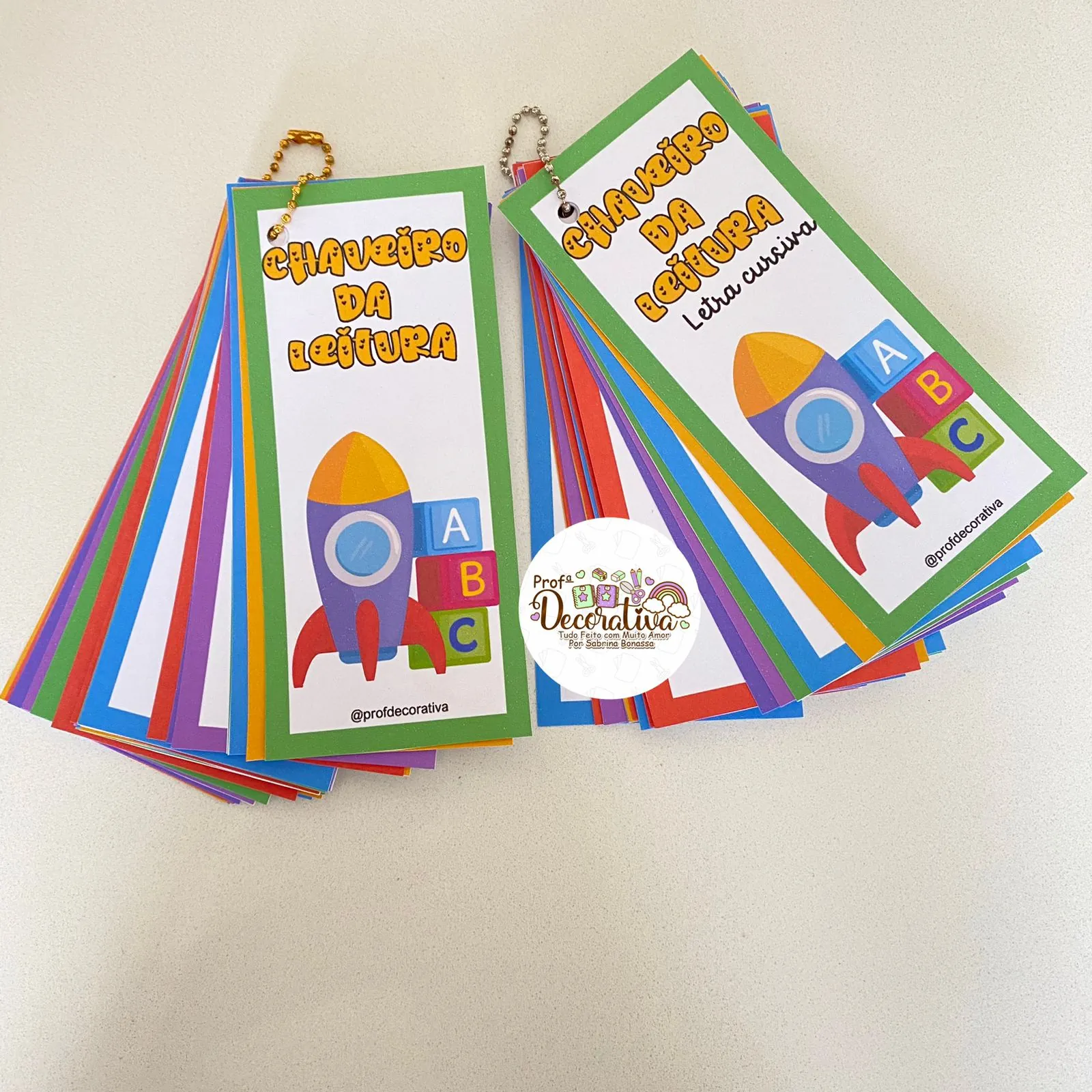 Chaveiro da Leitura De A a Z- letra cursiva e bastão - Imagem 7