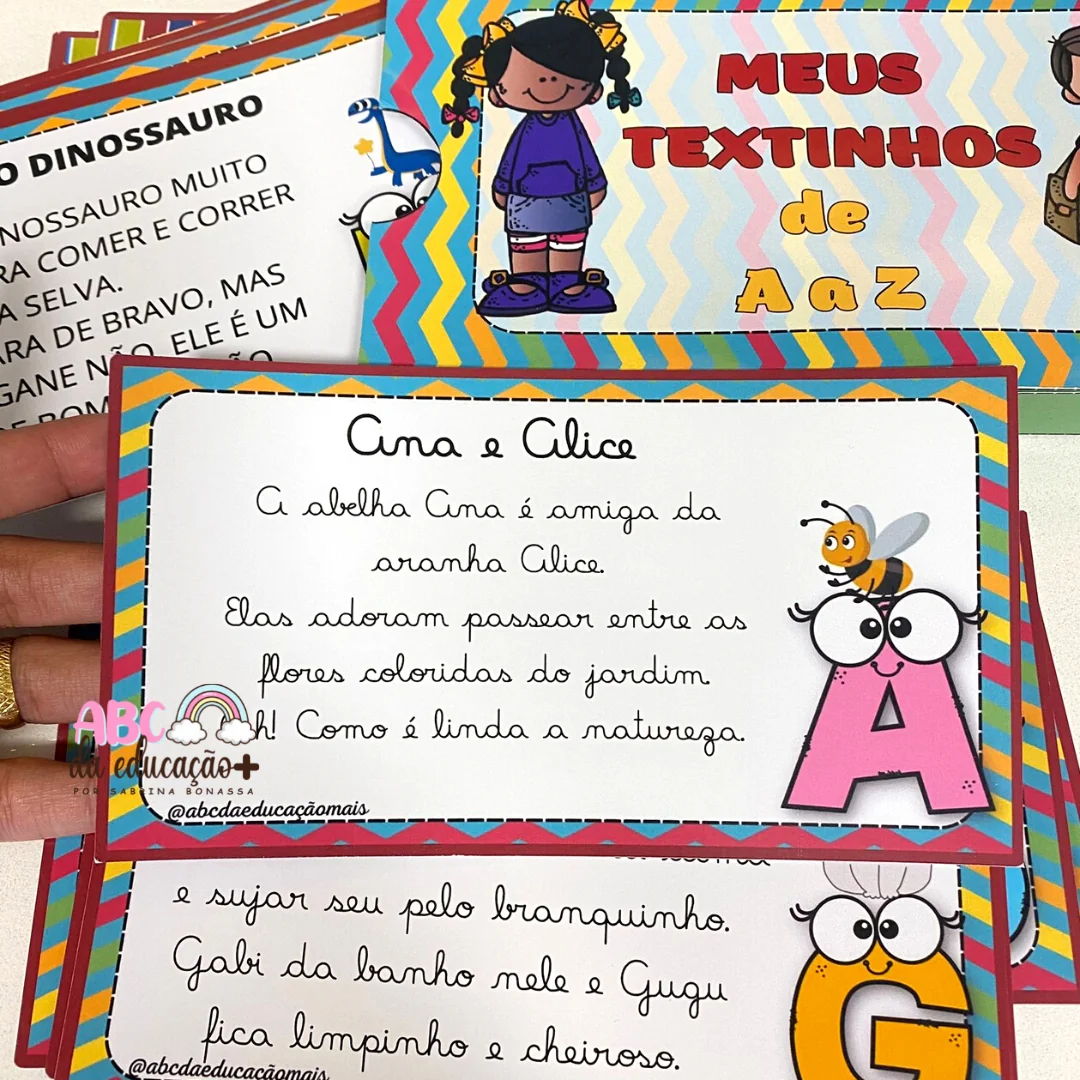 Fichas de leitura “textos de A a Z”- Letra cursiva e bastão - Image 5