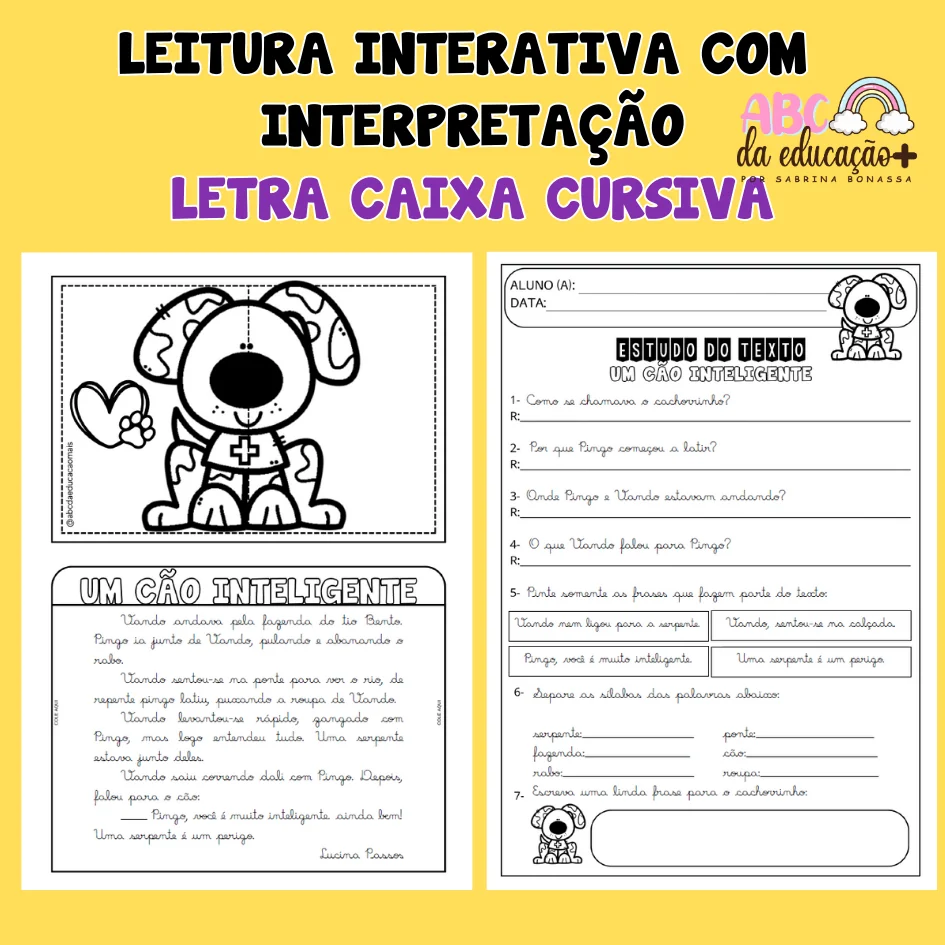 Leitura interativa com interpretação- Letra cursiva
