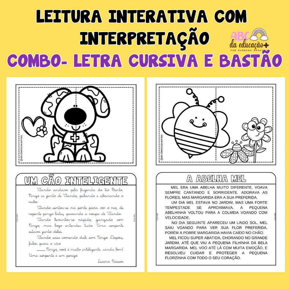Combo leitura interativa- Letra cursiva e bastão