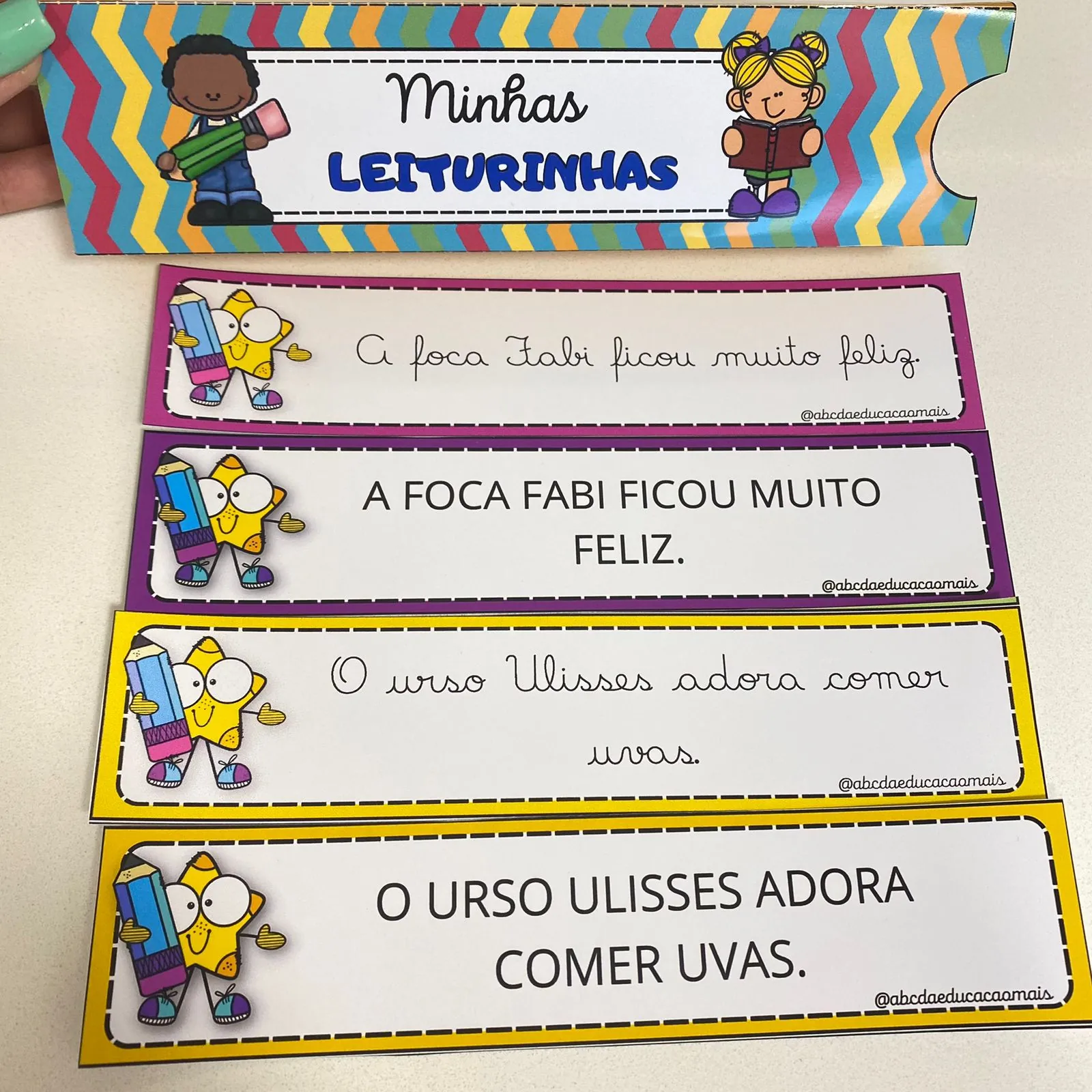 Fichas de leitura de Frases- Letra cursiva e bastão - Imagem 3