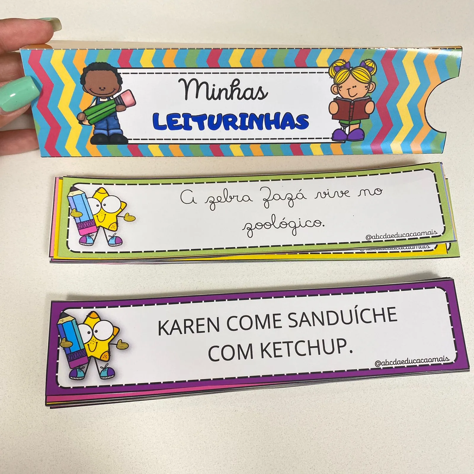 Fichas de leitura de Frases- Letra cursiva e bastão - Imagem 5