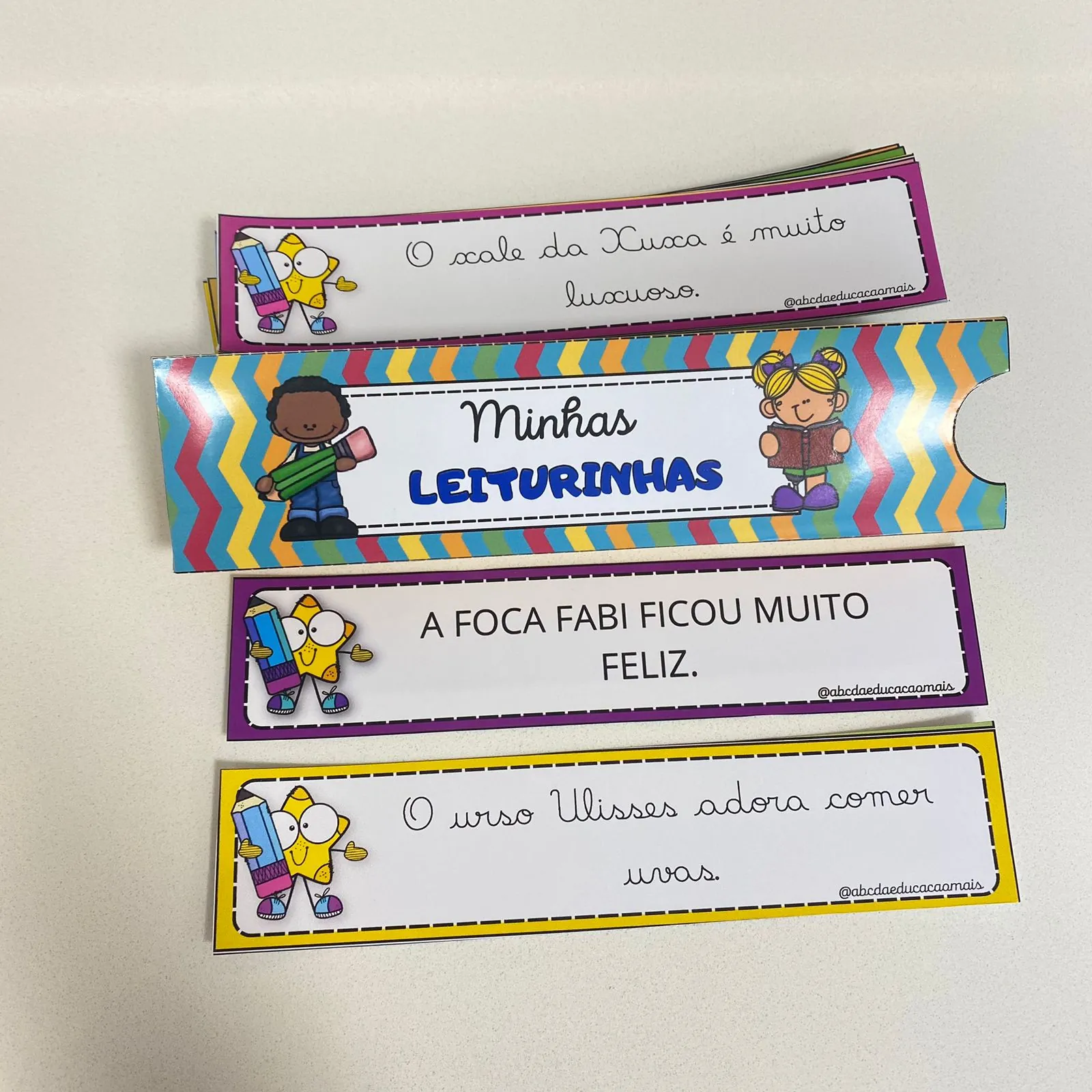 Fichas de leitura de Frases- Letra cursiva e bastão - Imagem 4