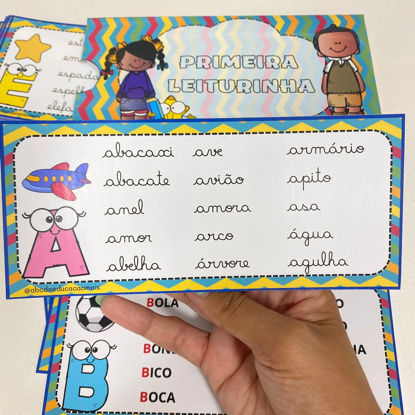 Fichas de leitura de Palavras- Letra cursiva e bastão - Imagem 3