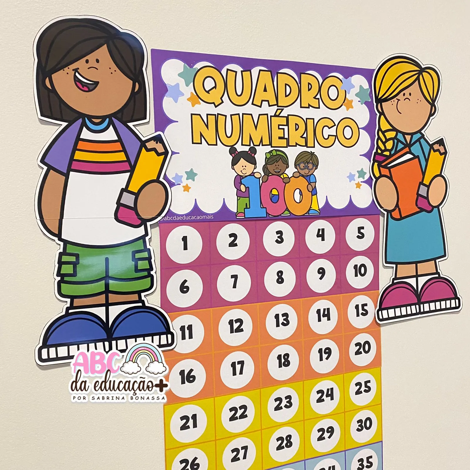 Quadro Numérico 1 a 100 – Tema Crianças - Imagem 7