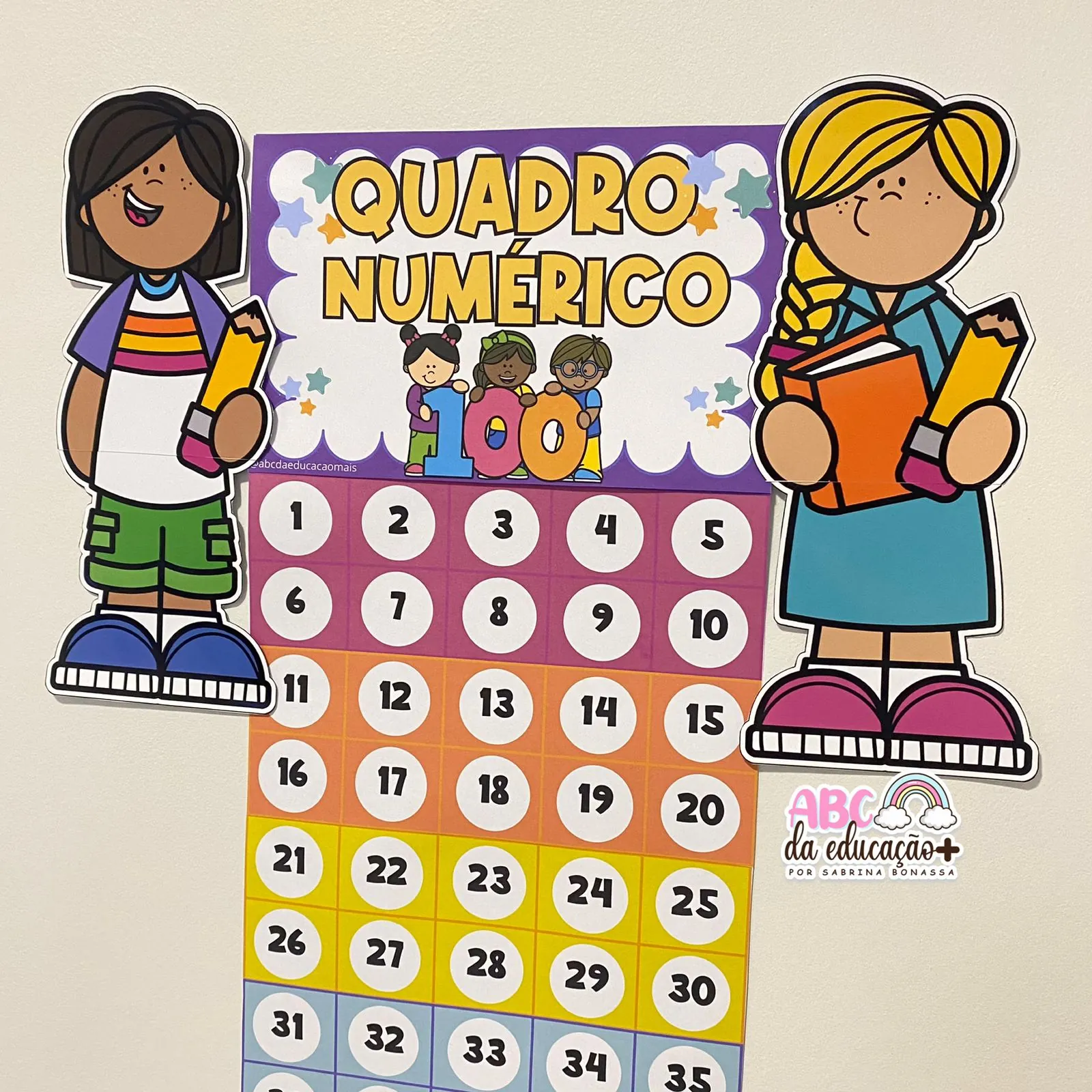 Quadro Numérico 1 a 100 – Tema Crianças - Imagem 4