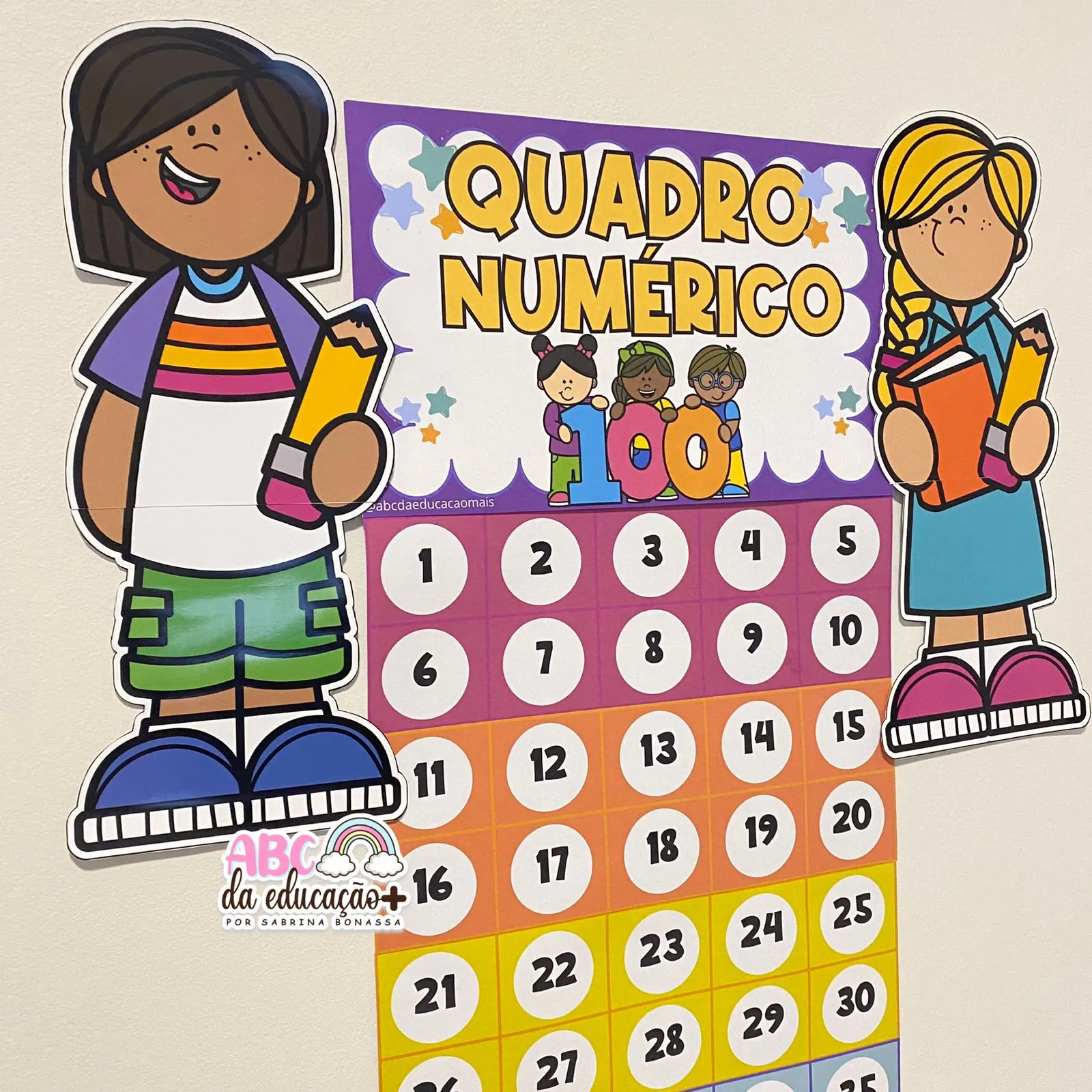 Quadro Numérico 1 a 100 – Tema Crianças - Imagem 3