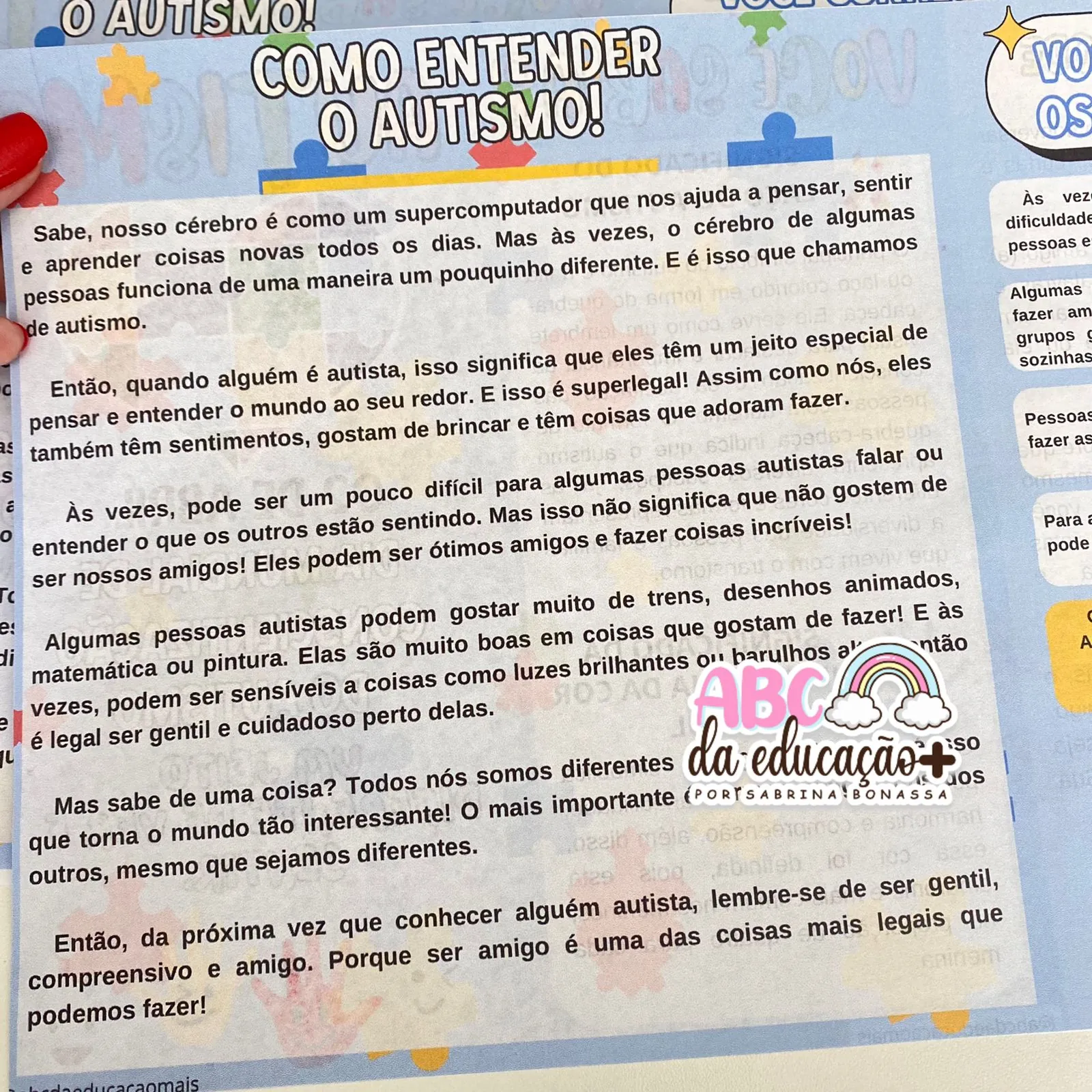 Autismo – Folheto + Plano de Aula + Lembrancinhas - Imagem 5