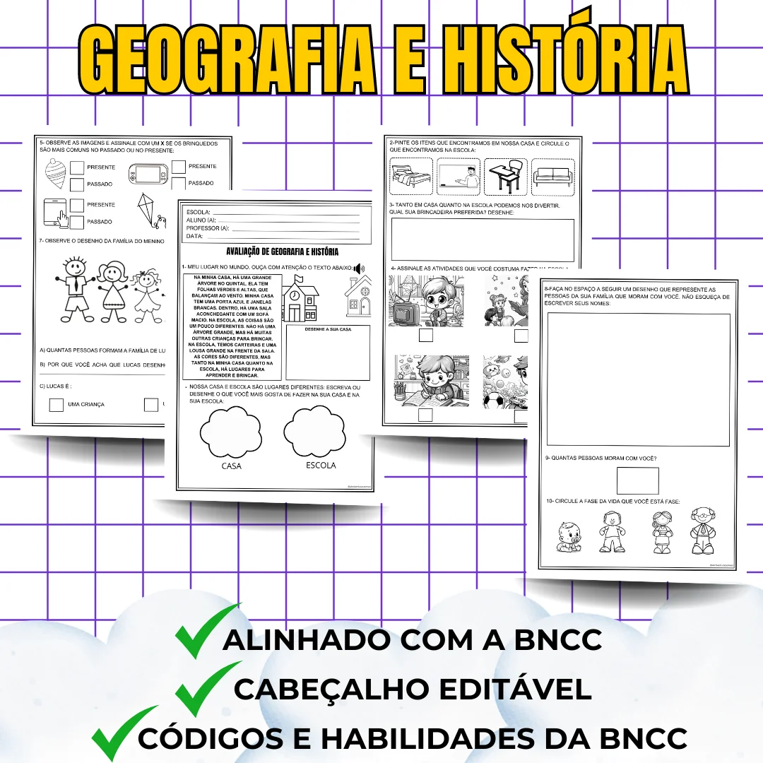 Kit Avaliações 1º ano – 1º bimestre – Cabeçalho Editável - Image 4