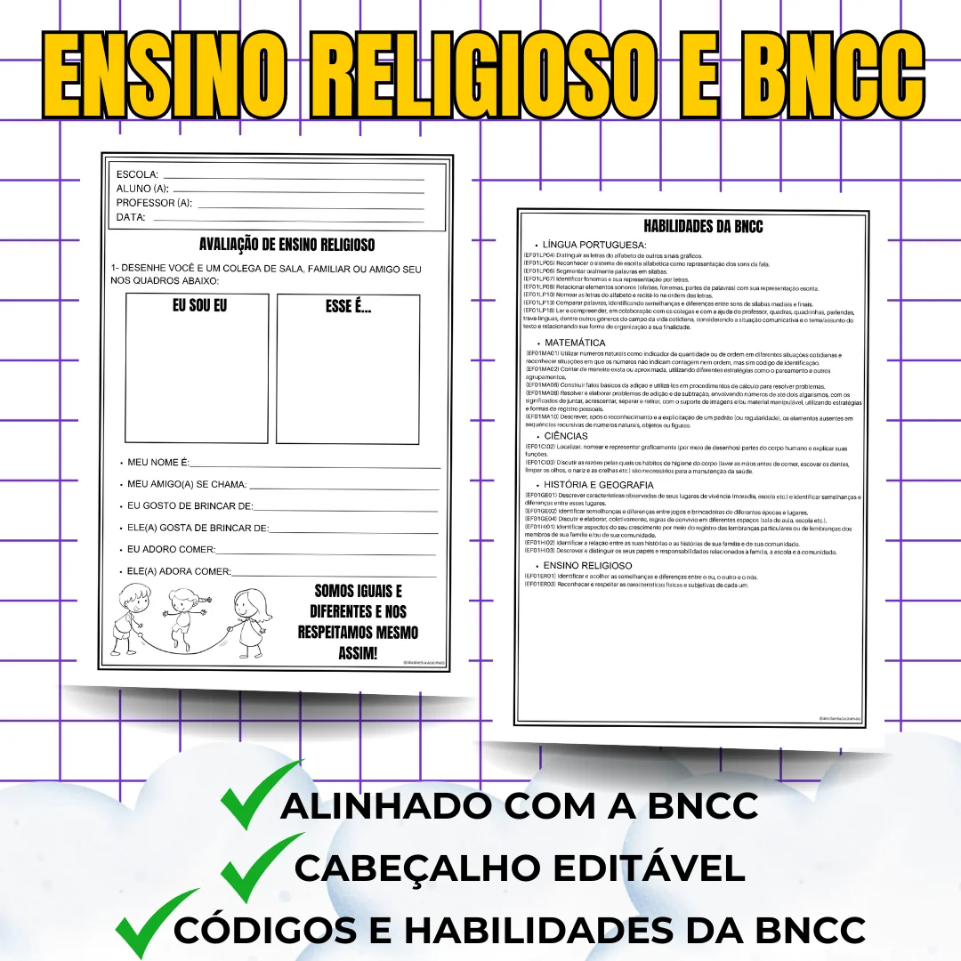 Kit Avaliações 1º ano – 1º bimestre – Cabeçalho Editável - Image 6