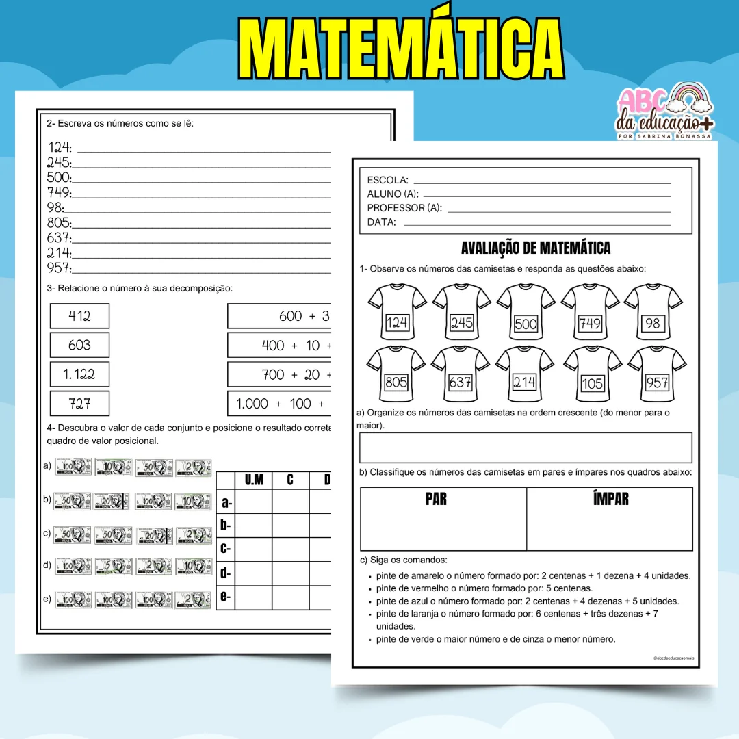 Kit Avaliações 3º ano – 1º bimestre – Editável - Image 4