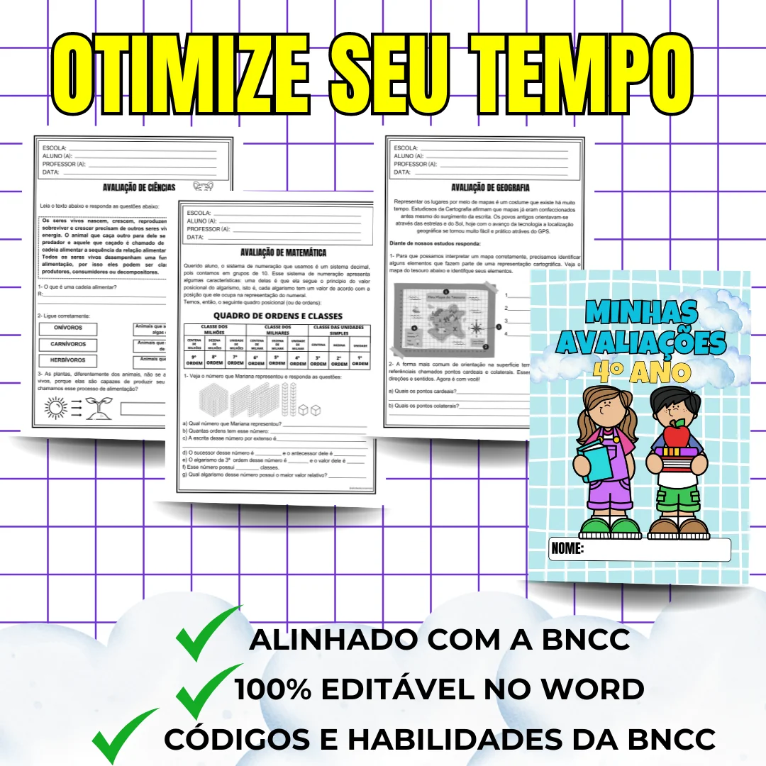 Kit Avaliações 4º ano – 1º bimestre – Editável - Image 10