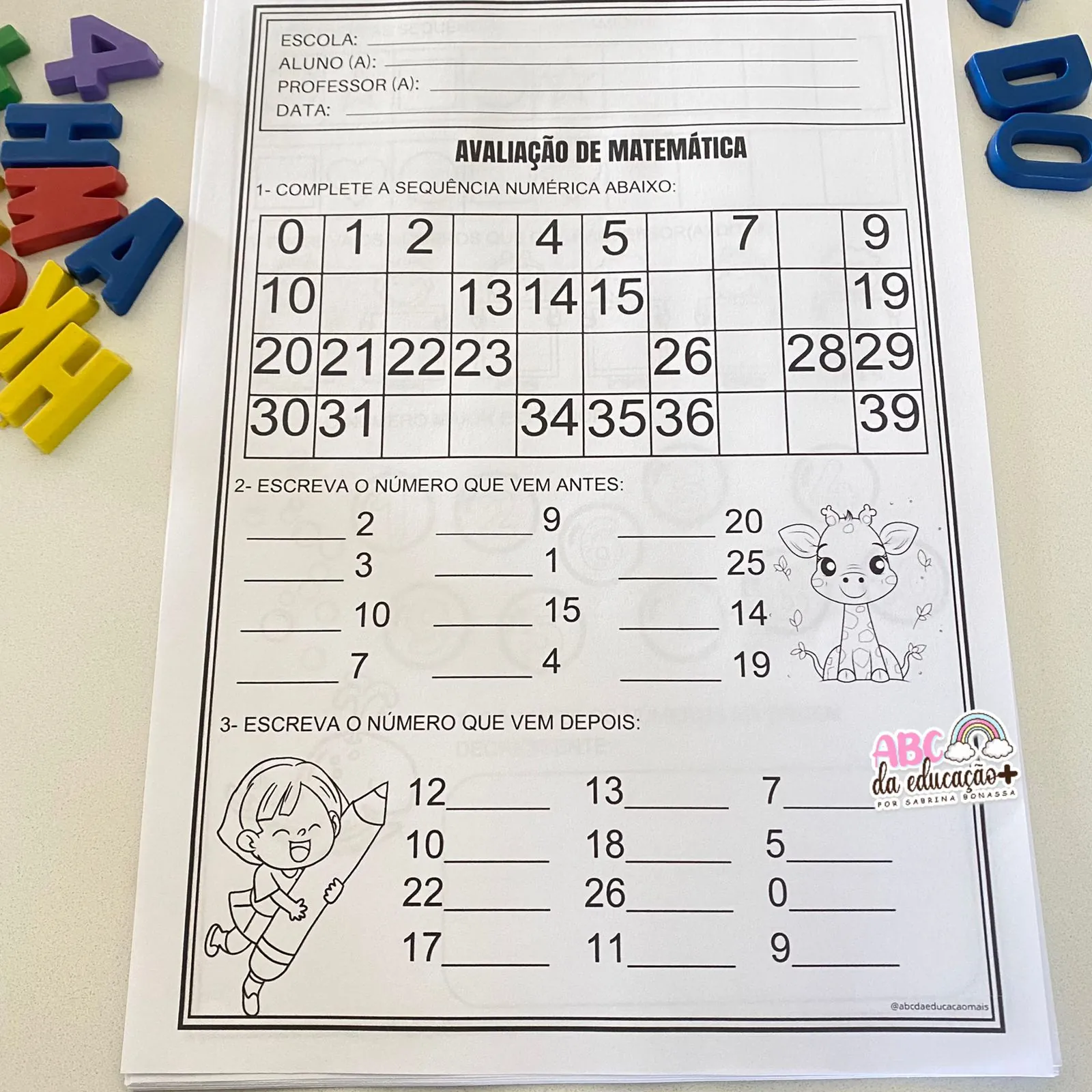 Kit Avaliações 1º ano – 1º bimestre – Cabeçalho Editável - Imagem 8