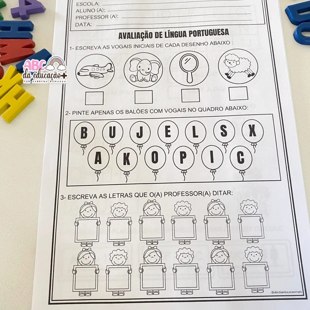 Kit Avaliações 1º ano – 1º bimestre – Cabeçalho Editável - Image 7