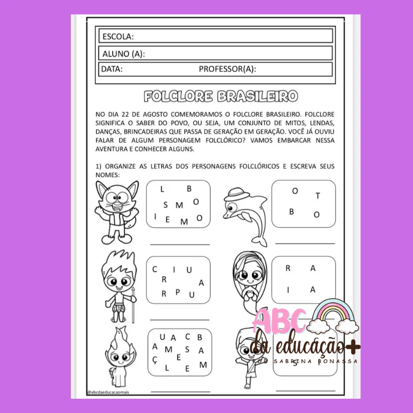 Sequência Didática- Folclore Alfabetização- editável - Image 16