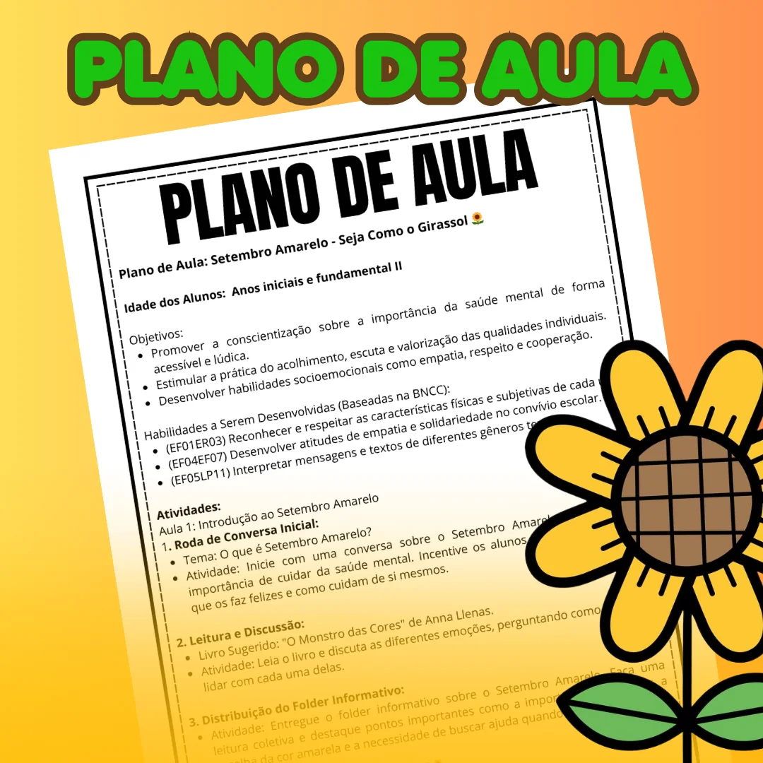 Setembro Amarelo – Folder Informativo, Plano de Aula, Mensagem Positiva - Image 3
