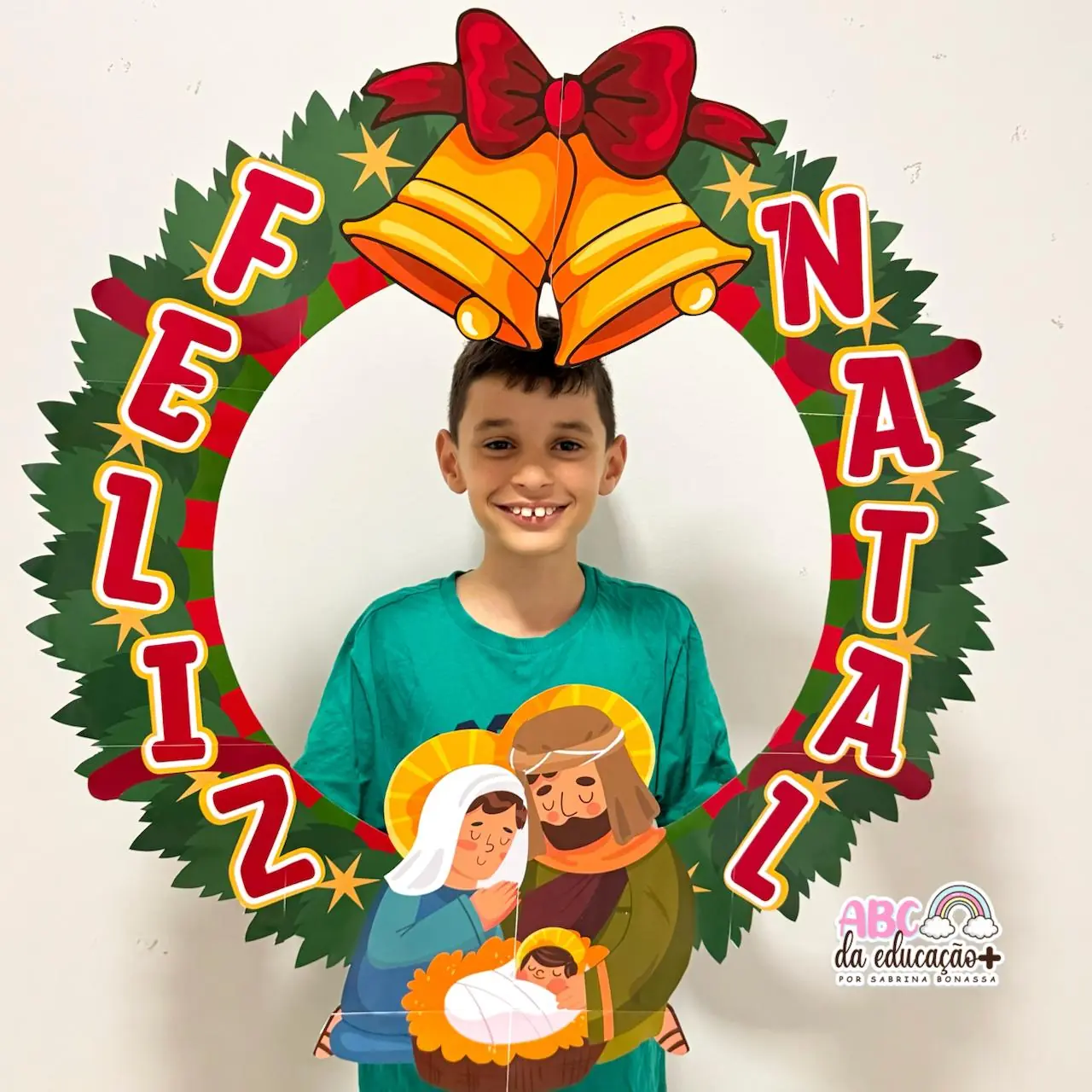 Moldura para Fotos Bambolê Guirlanda Natal Cristão - Imagem 2