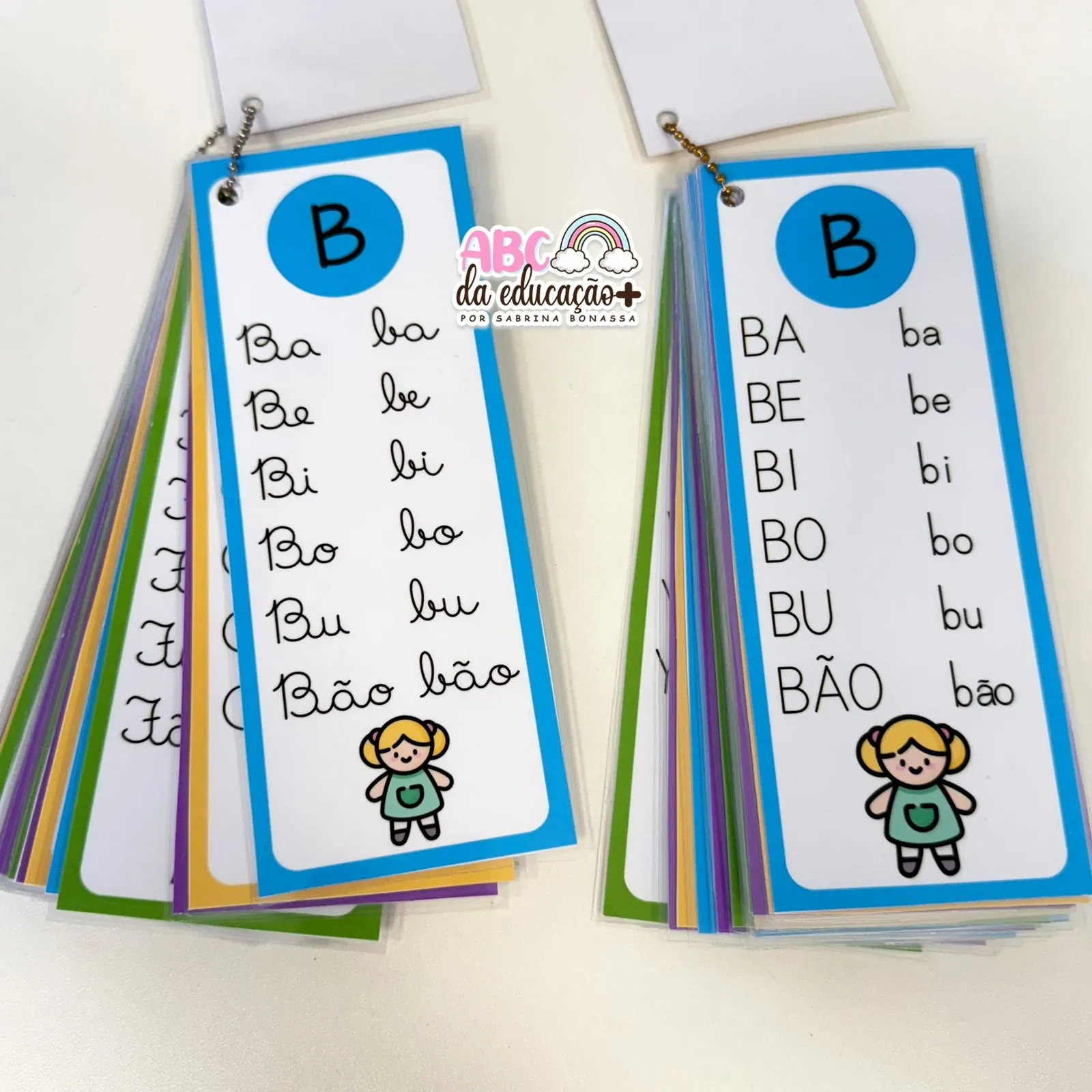 Kit Chaveiros das Sílabas Simples- letra caixa alta e cursiva - Imagem 2