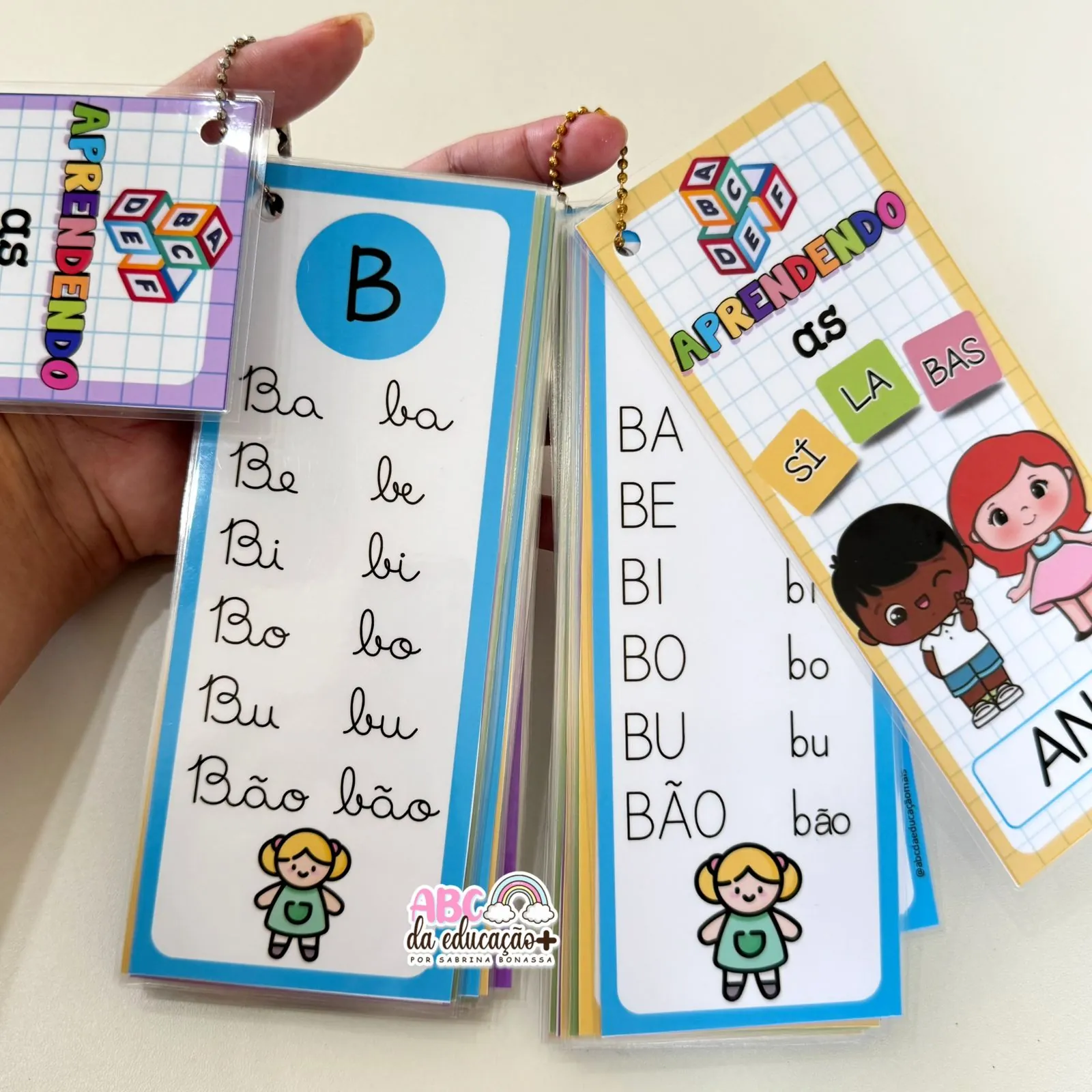 Kit Chaveiros das Sílabas Simples- letra caixa alta e cursiva - Imagem 4