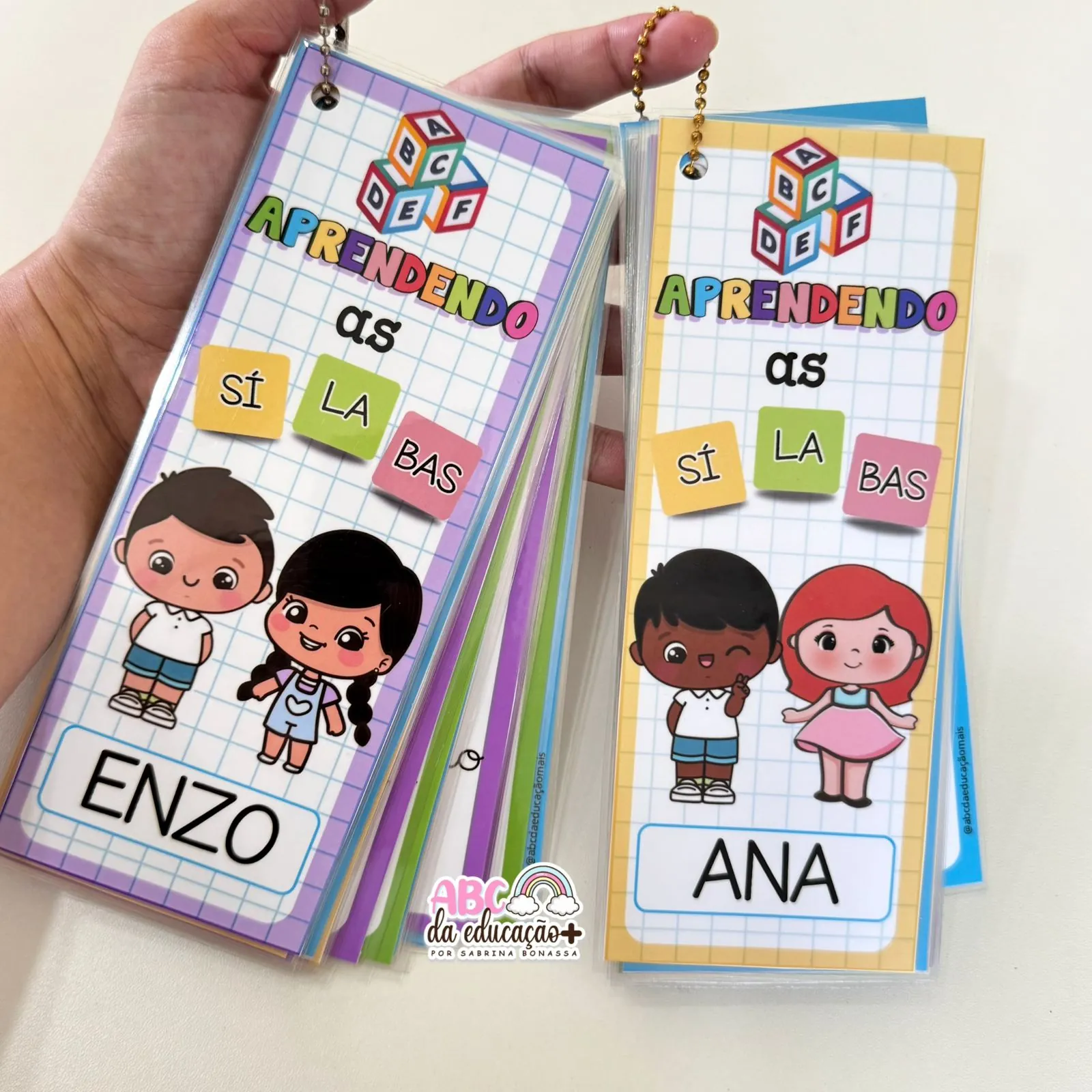 Kit Chaveiros das Sílabas Simples- letra caixa alta e cursiva