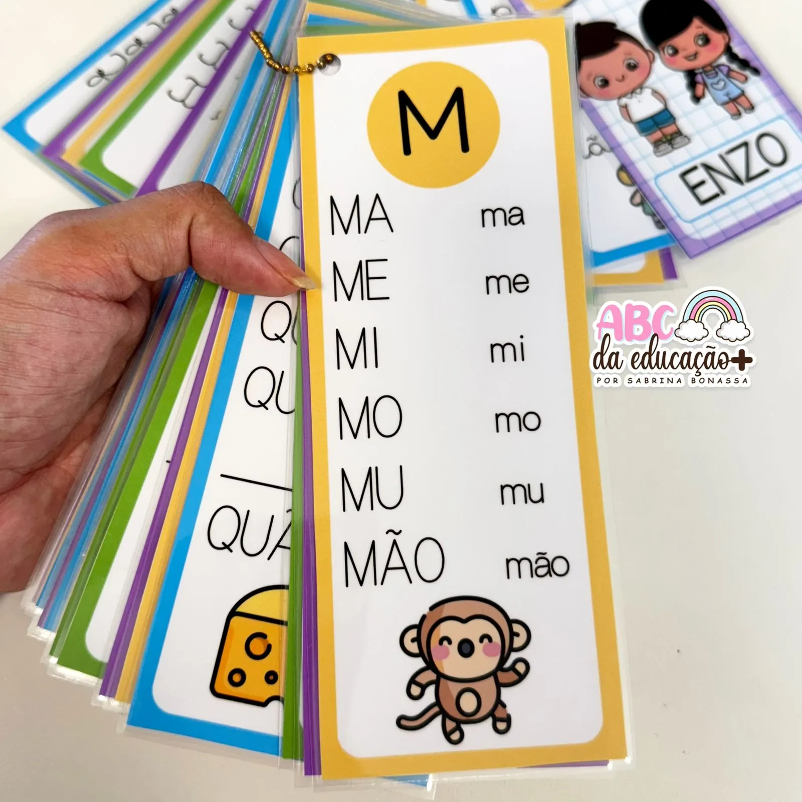 Kit Chaveiros das Sílabas Simples- letra caixa alta e cursiva - Imagem 3