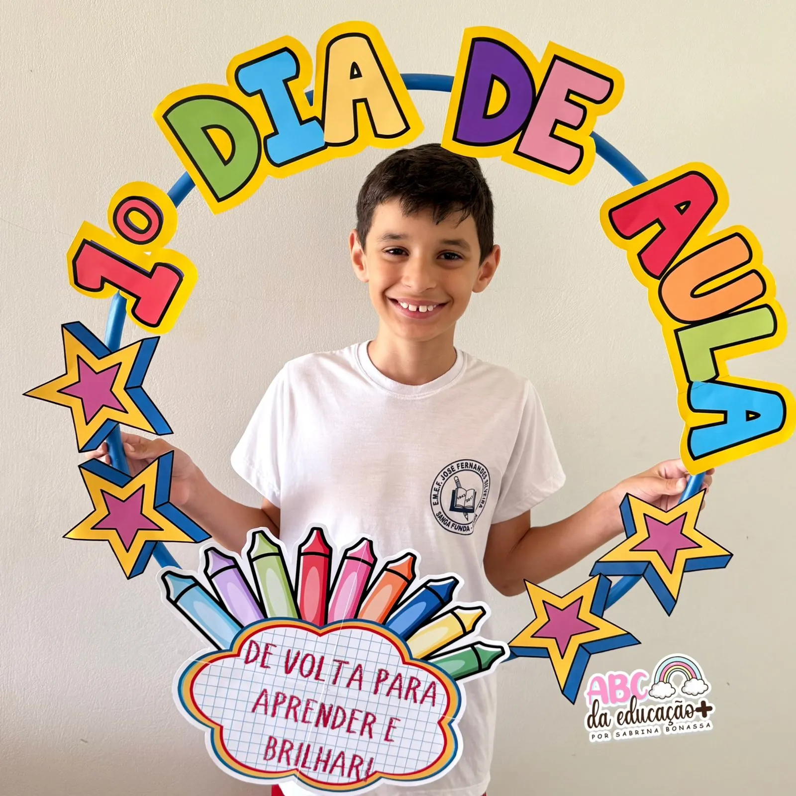 Moldura para Fotos no Bambolê 1º Dia de Aula - Imagem 2