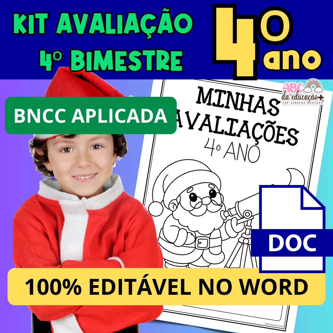 Kit Avaliações 4º ano – 4º bimestre – Editável