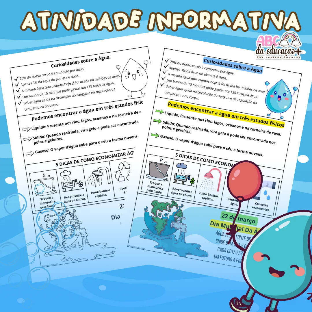 Kit Dia Mundial da Água: Painel Banner Decorativo, Atividade Informativa e Plano de Aula - Image 4