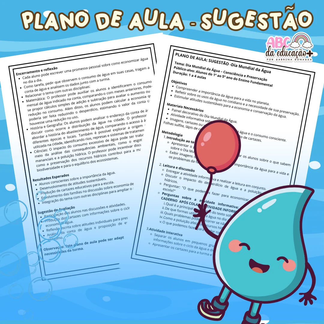 Kit Dia Mundial da Água: Painel Banner Decorativo, Atividade Informativa e Plano de Aula - Image 3