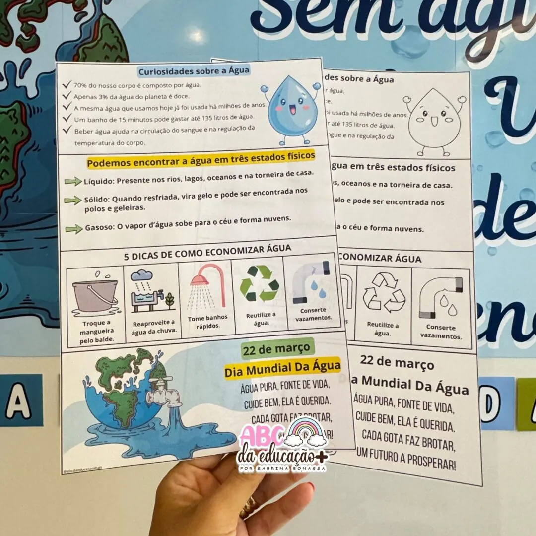 Kit Dia Mundial da Água: Painel Banner Decorativo, Atividade Informativa e Plano de Aula - Image 8