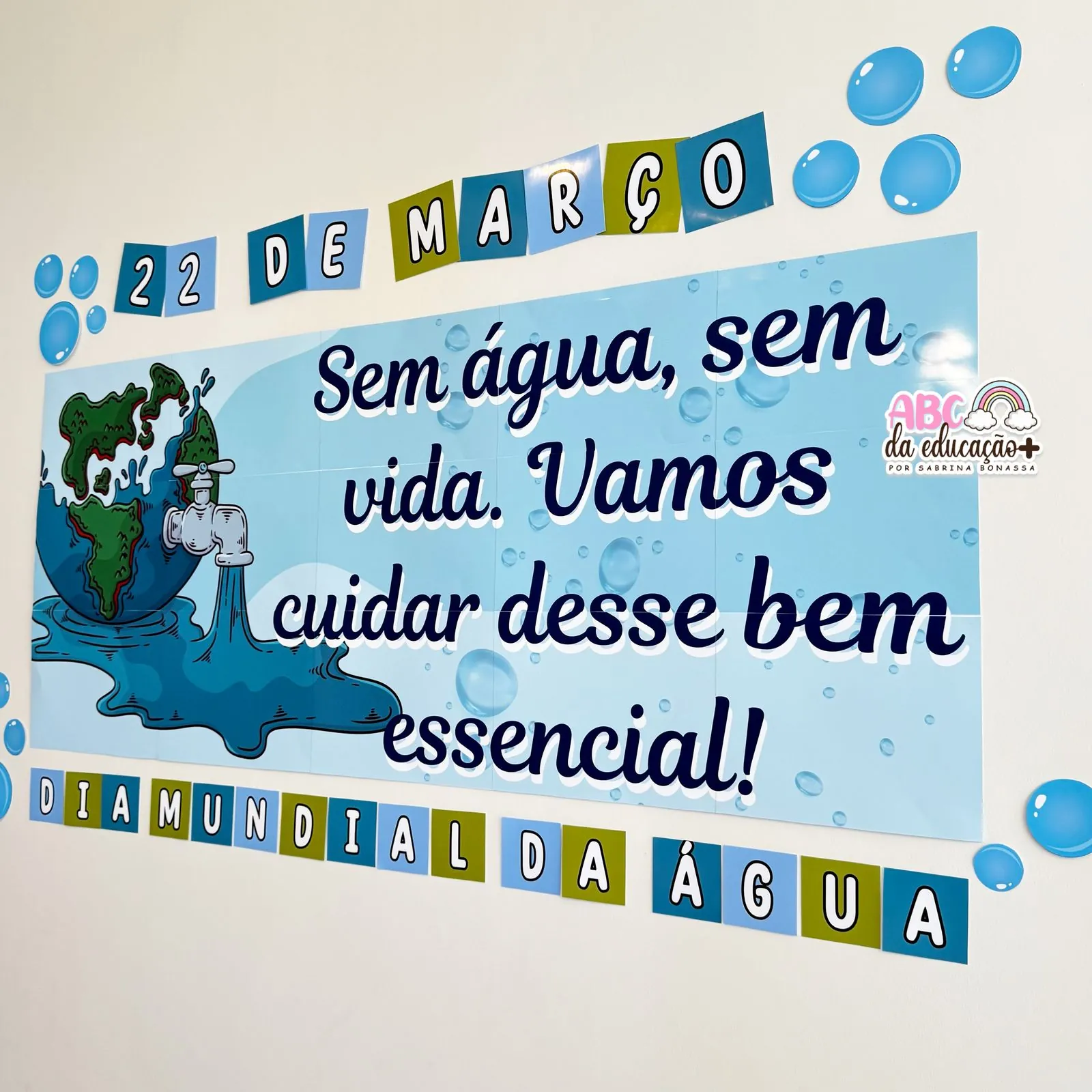 Kit Dia Mundial da Água: Painel Banner Decorativo, Atividade Informativa e Plano de Aula - Imagem 2