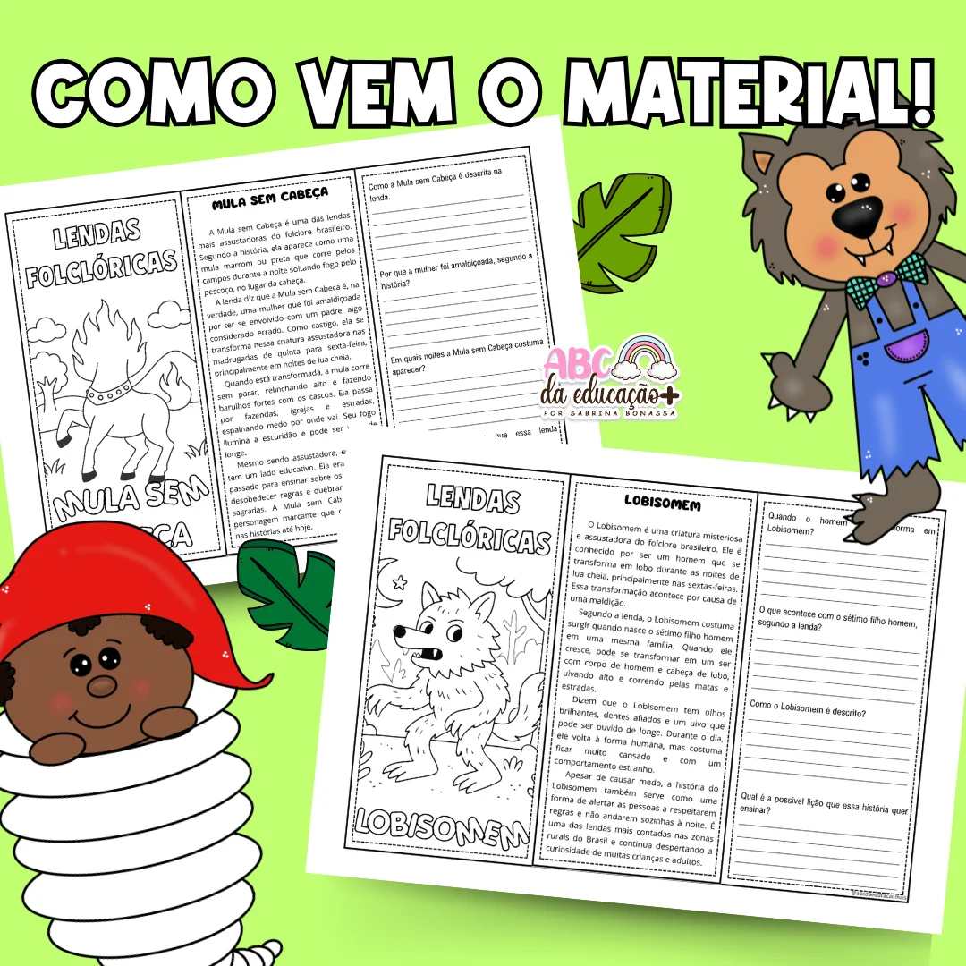 Folhetos Lendas Folclóricas com Texto e Interpretação - Image 2